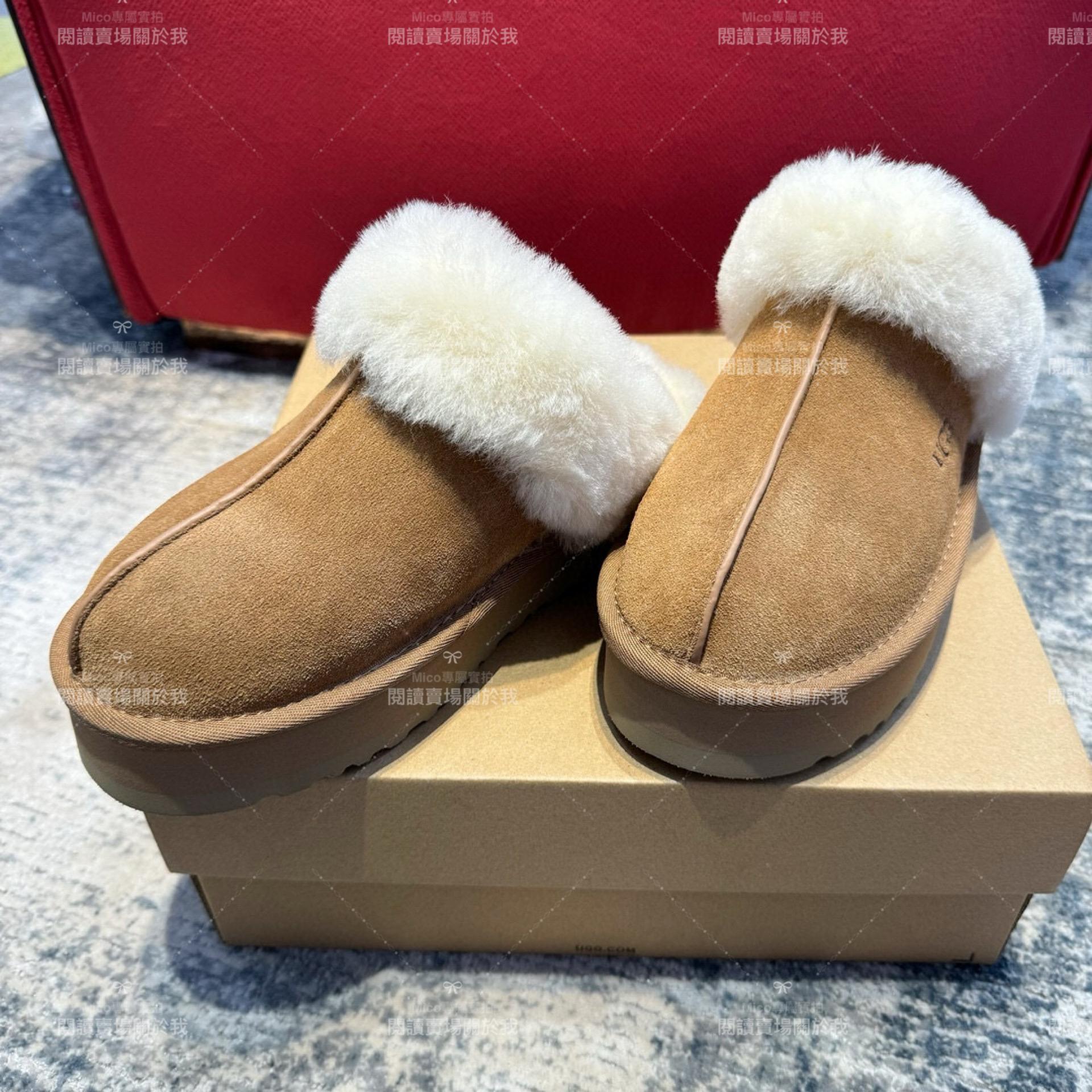 UGG 秋冬厚底一腳蹬毛毛星星半拖/拖鞋 底厚4cm 35-39