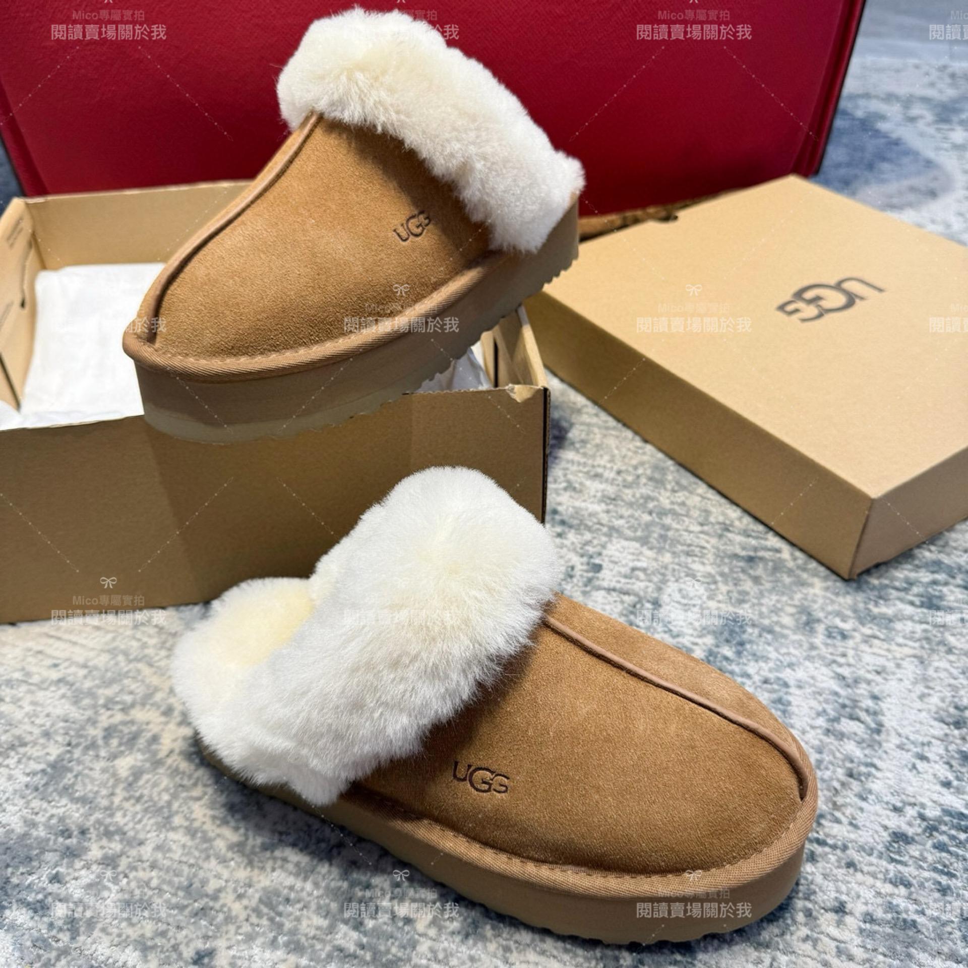 UGG 秋冬厚底一腳蹬毛毛星星半拖/拖鞋 底厚4cm 35-39