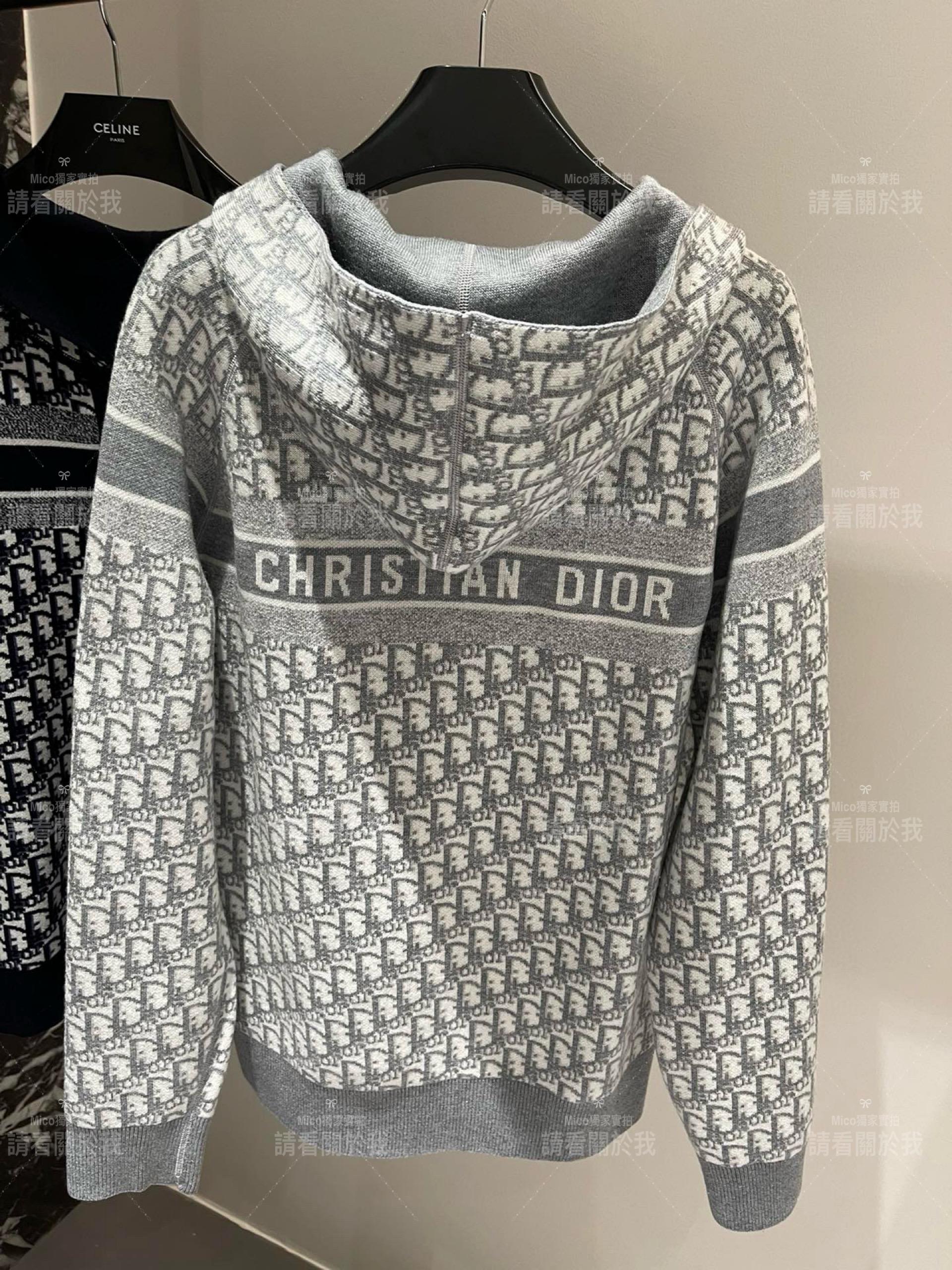 DIOR 經典款 灰色 雙面可穿羊毛連帽外套