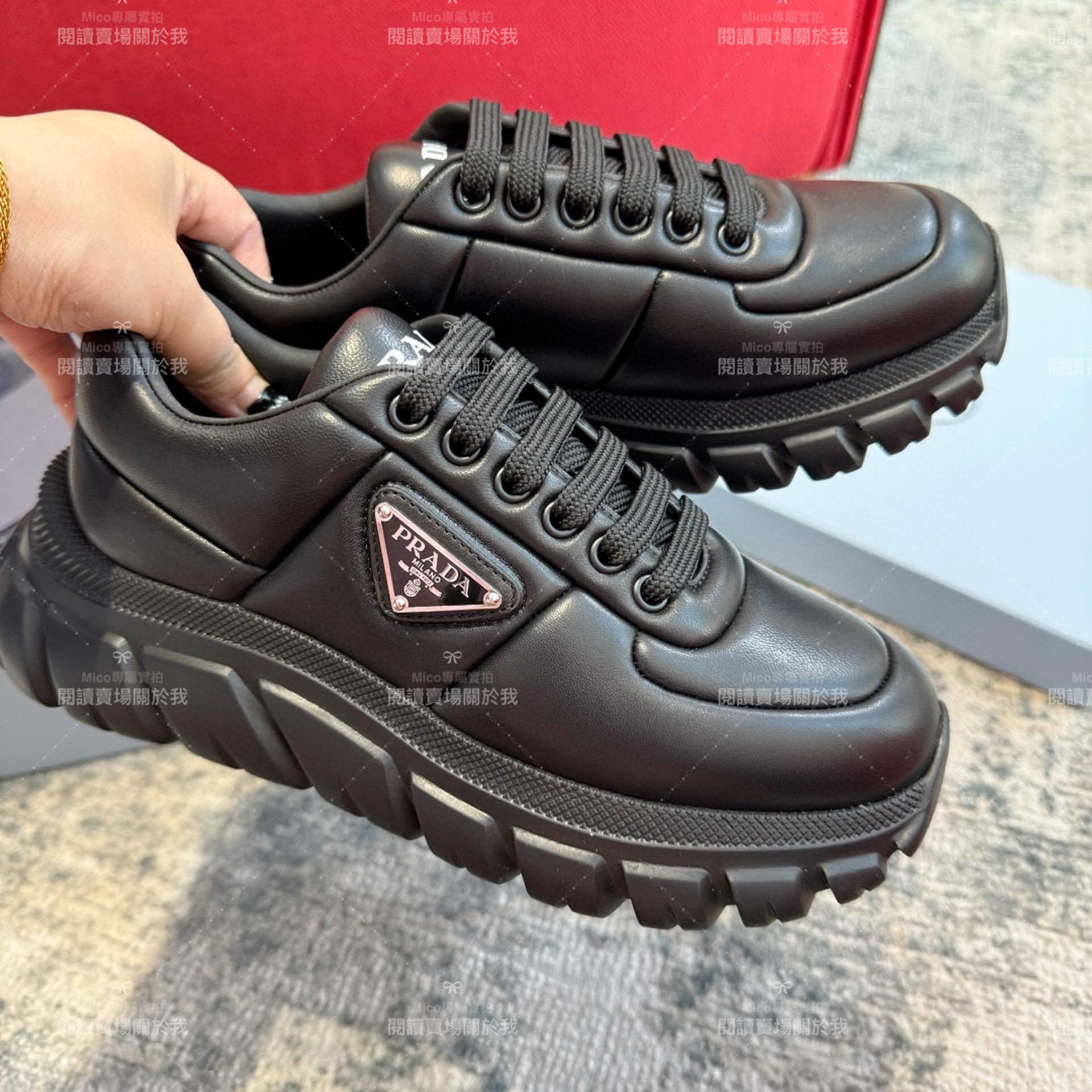 PRADA 黑色 羊皮材質麵包鞋 胖丁鞋 35-39