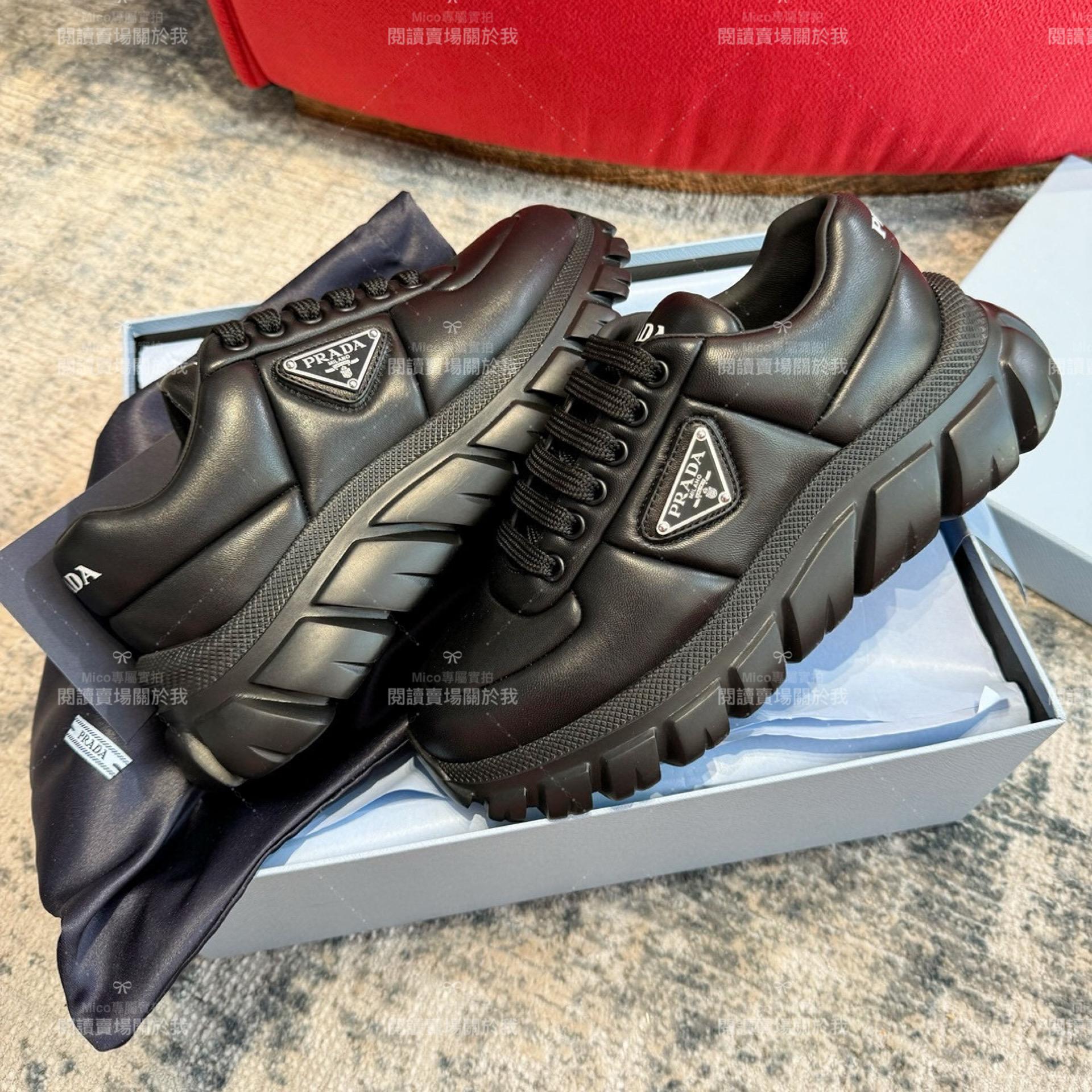 PRADA 黑色 羊皮材質麵包鞋 胖丁鞋 35-39