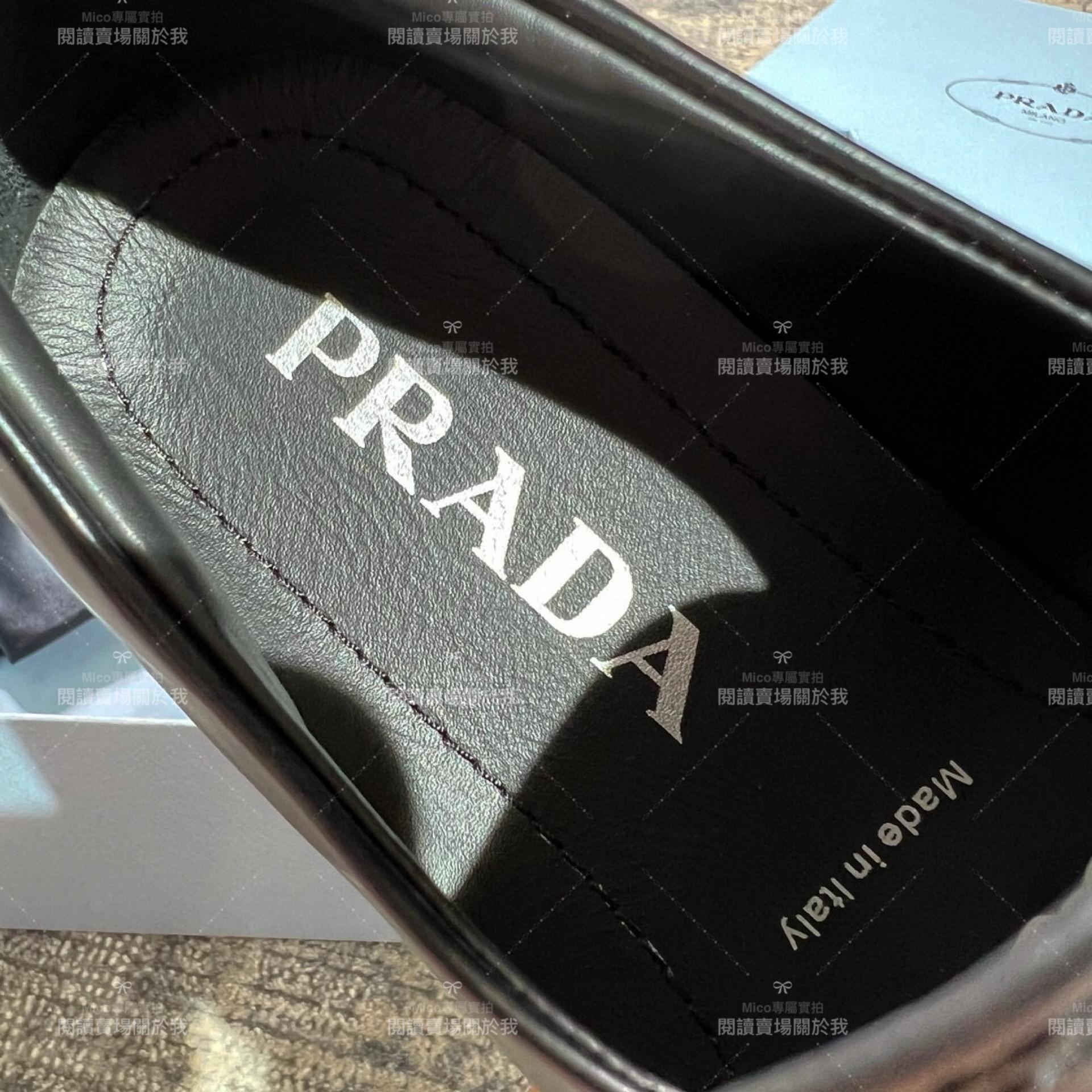 PRADA 經典英倫風格 銀色三角標 Tpu厚底樂福鞋 底厚6-7cm 35-39