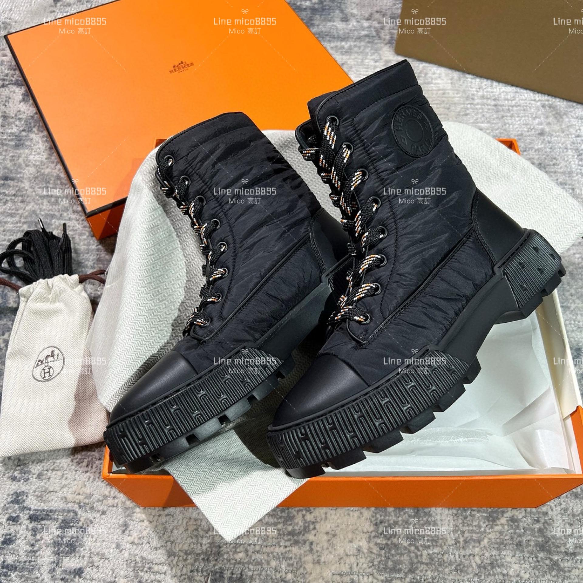 Hermes 秋冬款 羽絨拼接牛皮 雪地靴 帆布鞋 35-40