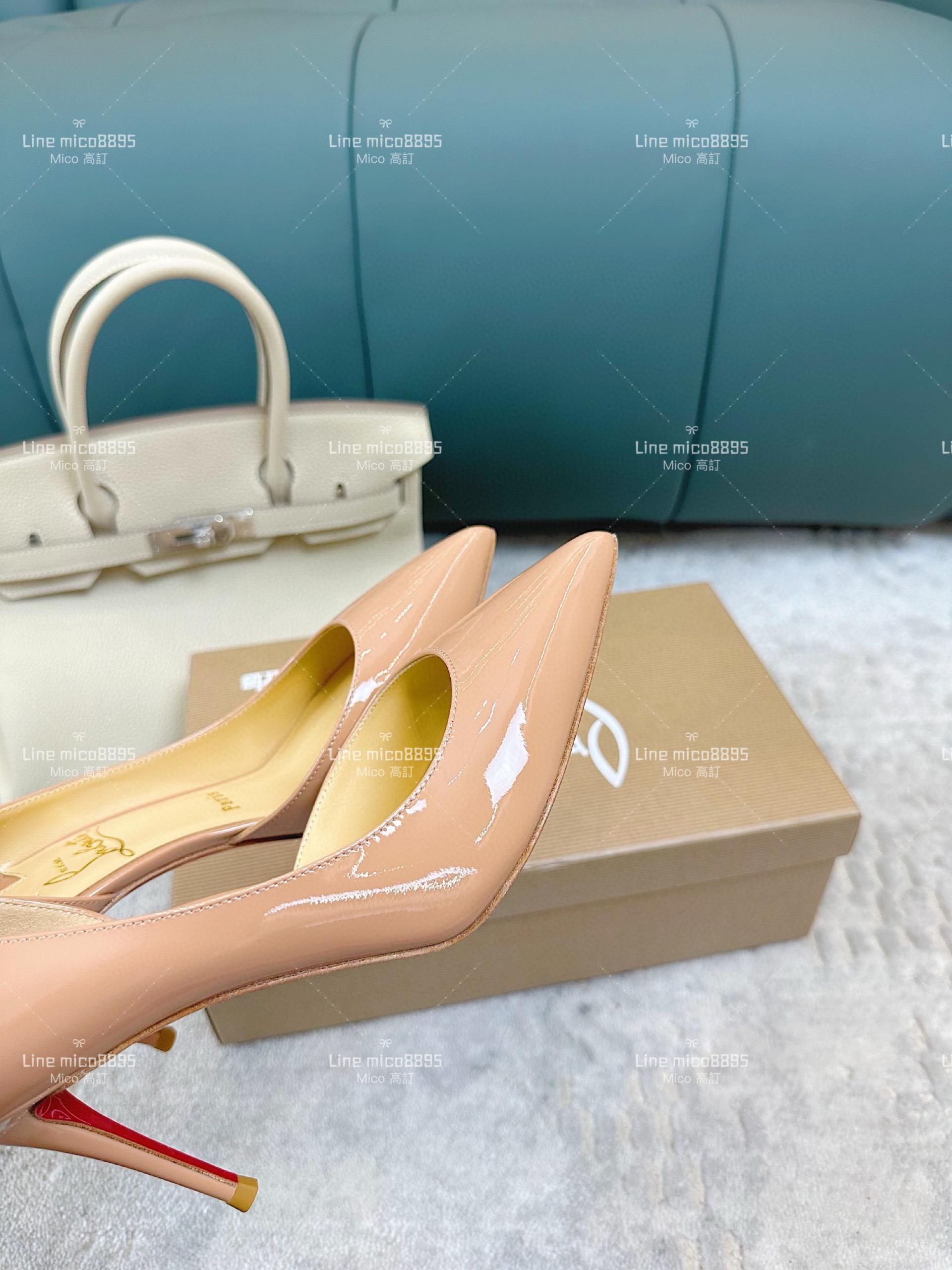 Christian Louboutin 經典側空杏色漆皮高跟鞋 紅底鞋 跟高8.5cm 35-40