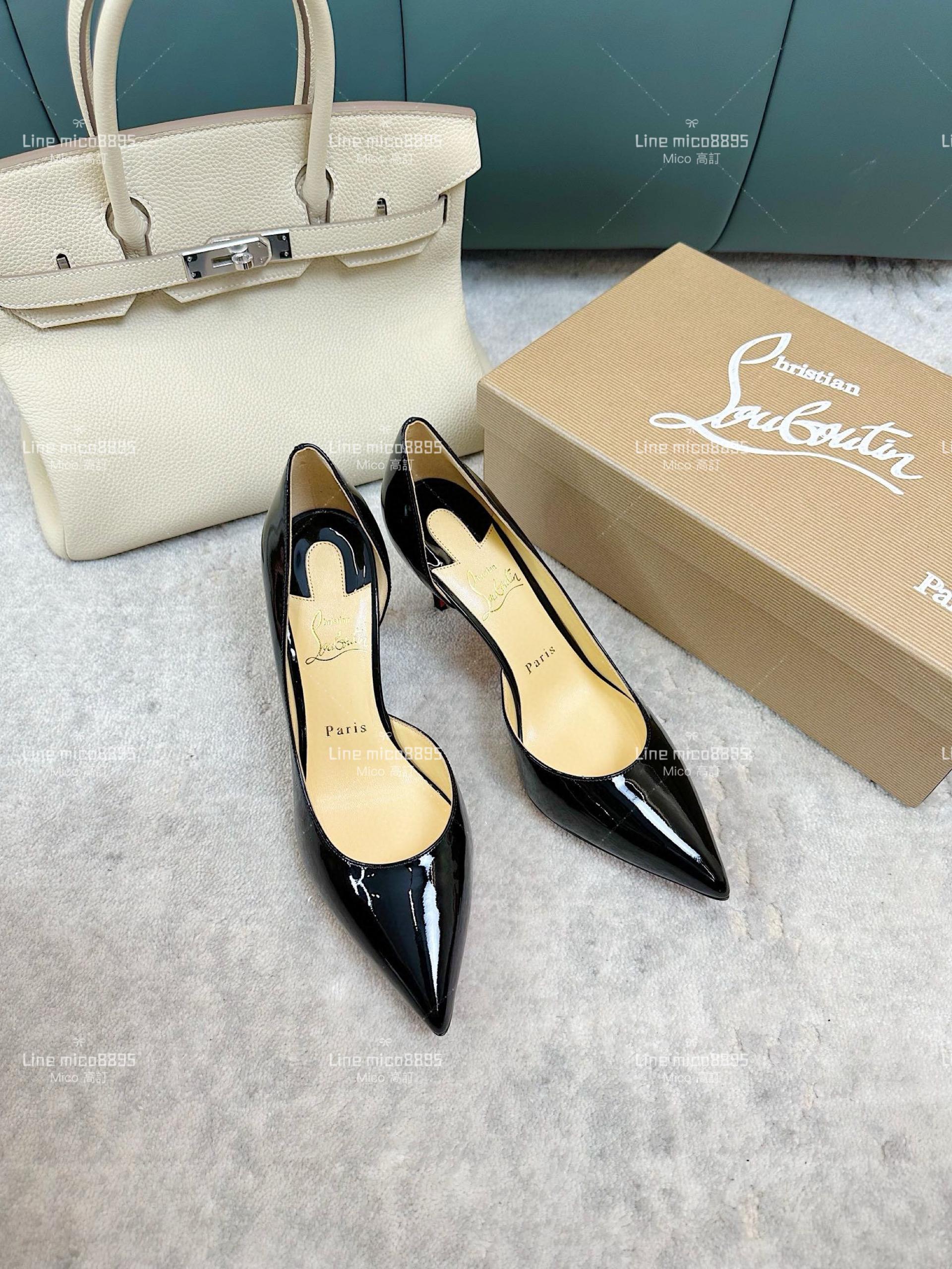 Christian Louboutin 經典側空黑色漆皮高跟鞋 紅底鞋 跟高8.5cm 35-40