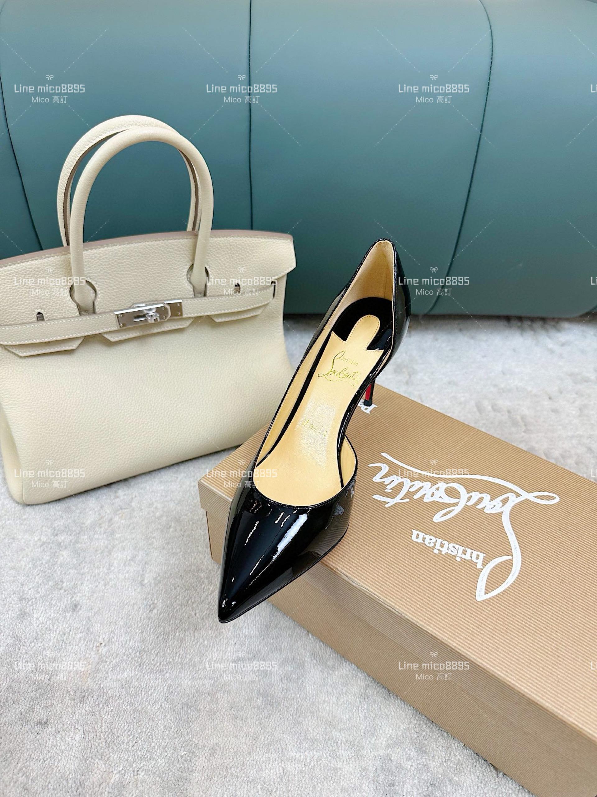 Christian Louboutin 經典側空黑色漆皮高跟鞋 紅底鞋 跟高8.5cm 35-40