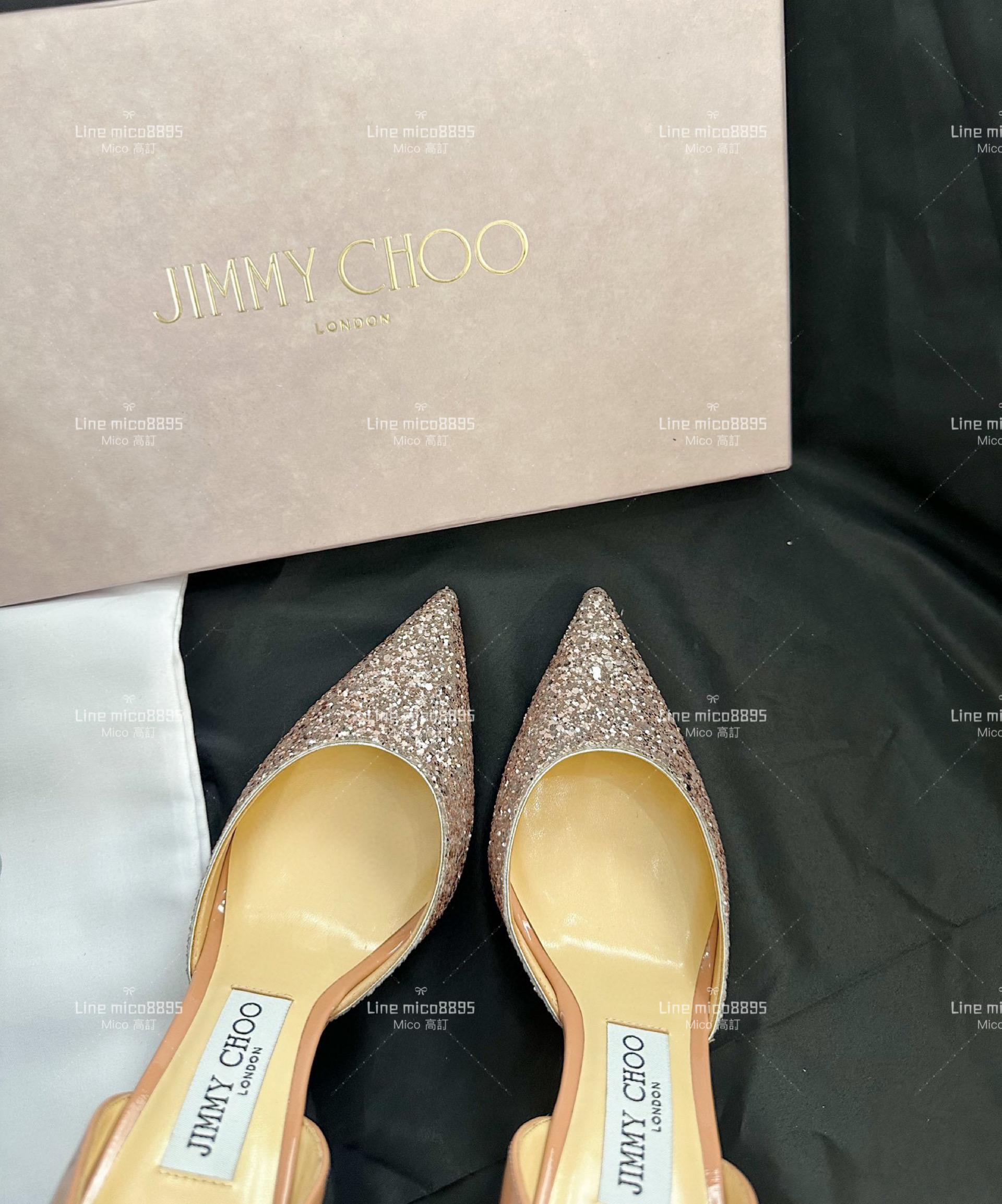 JIMMY CHOO 亮片拼接杏色漆皮鞋跟 高跟鞋 8.5cm 35-40