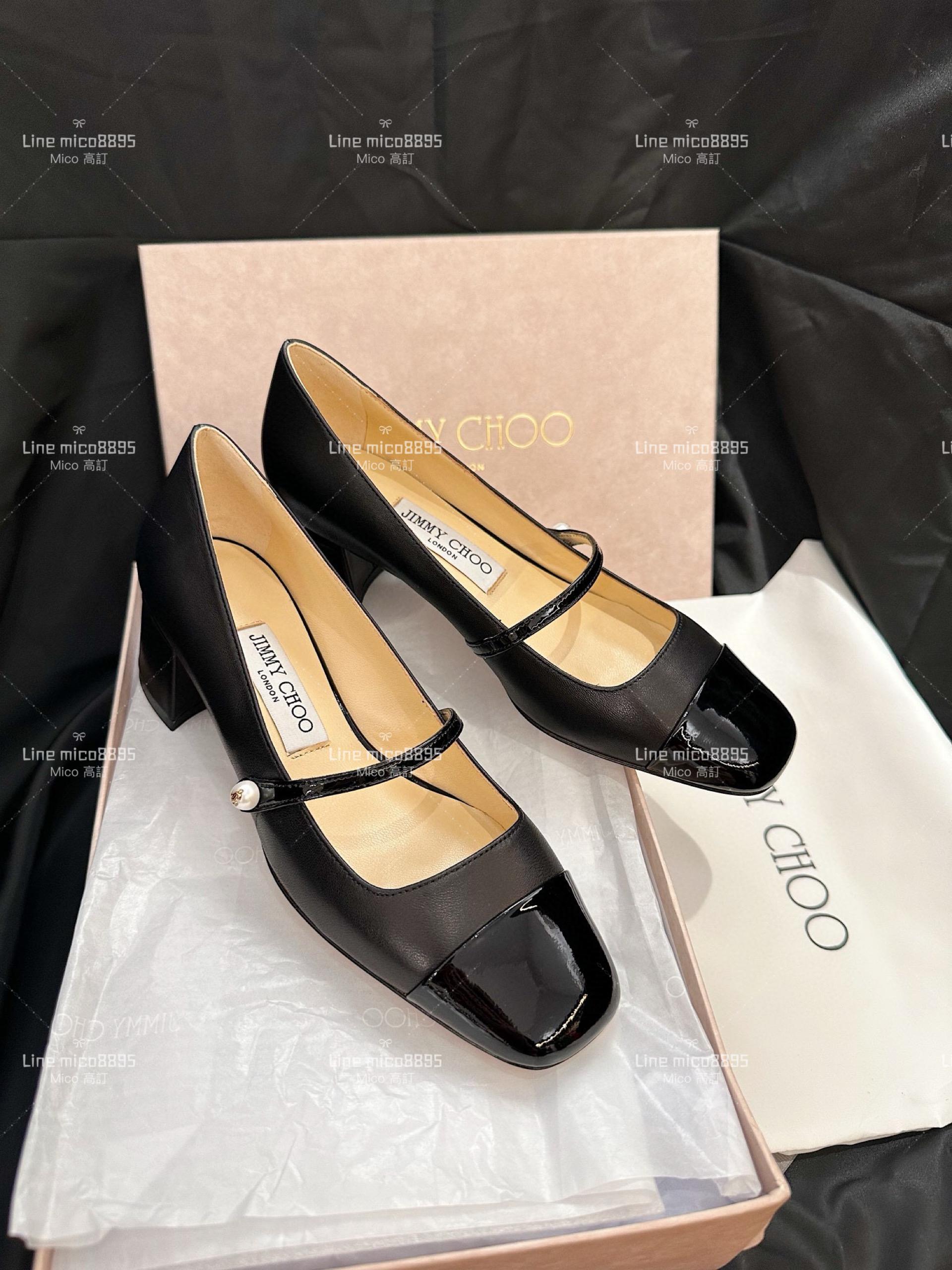 JIMMY CHOO 漆皮拼皮瑪莉珍跟鞋 娃娃鞋 4..5cm 35-40