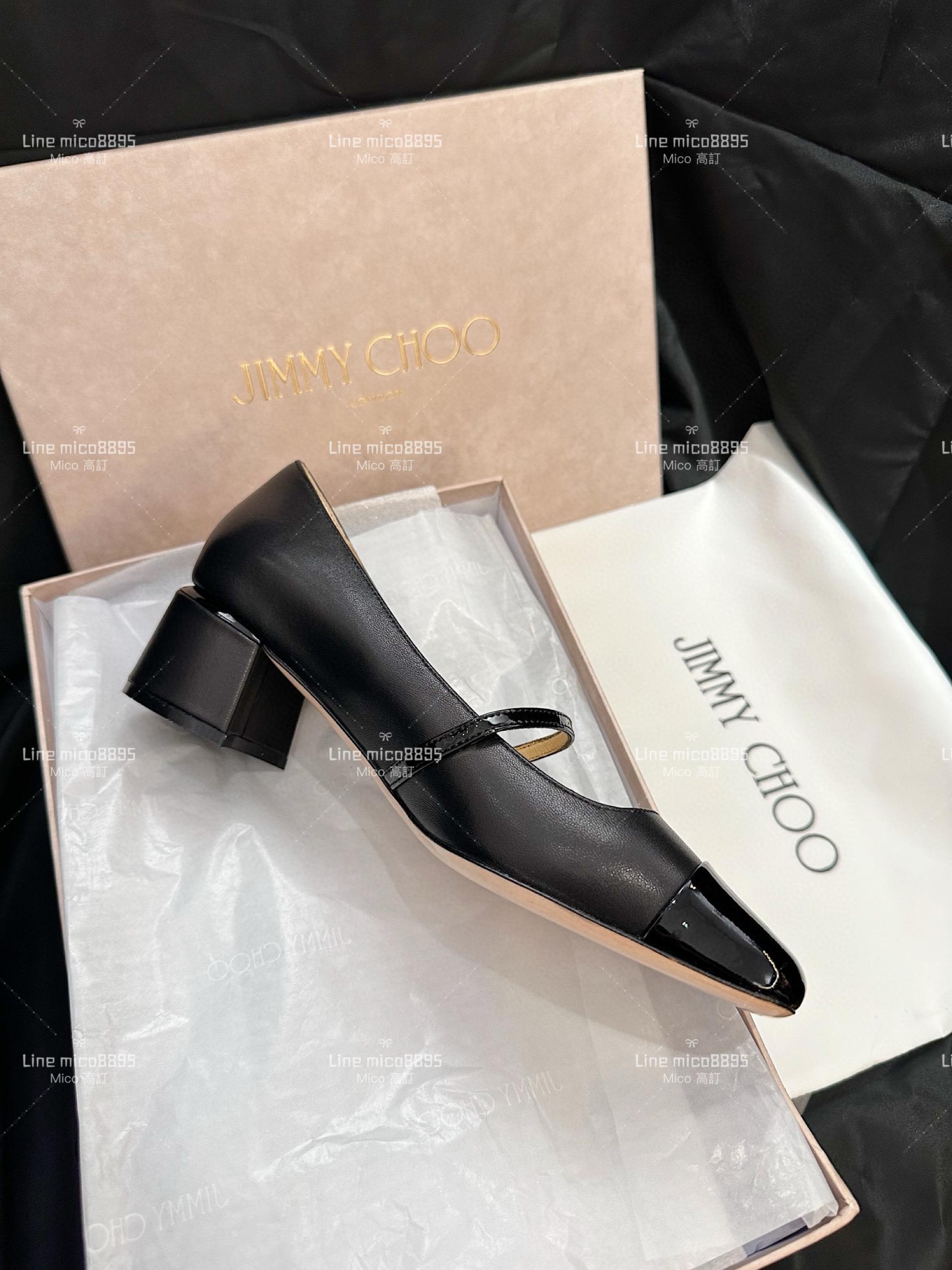 JIMMY CHOO 漆皮拼皮瑪莉珍跟鞋 娃娃鞋 4..5cm 35-40