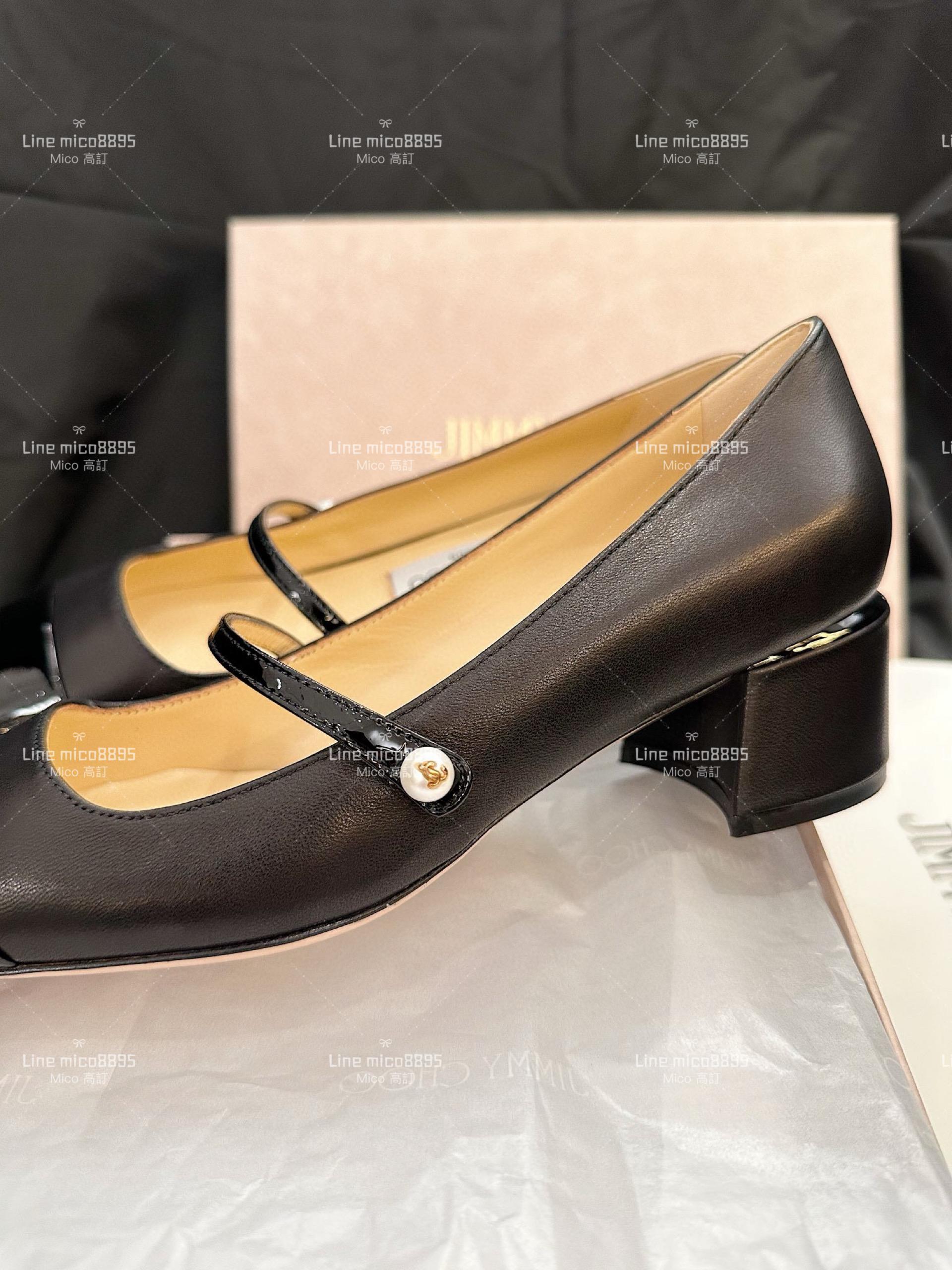 JIMMY CHOO 漆皮拼皮瑪莉珍跟鞋 娃娃鞋 4..5cm 35-40