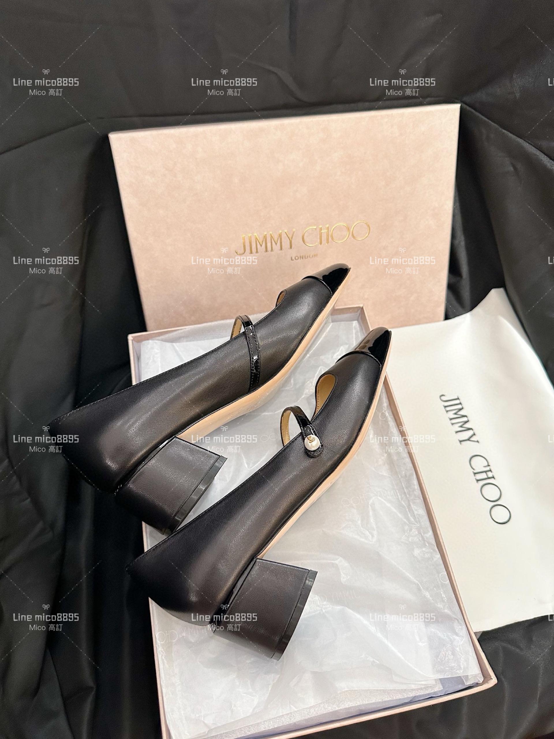 JIMMY CHOO 漆皮拼皮瑪莉珍跟鞋 娃娃鞋 4..5cm 35-40