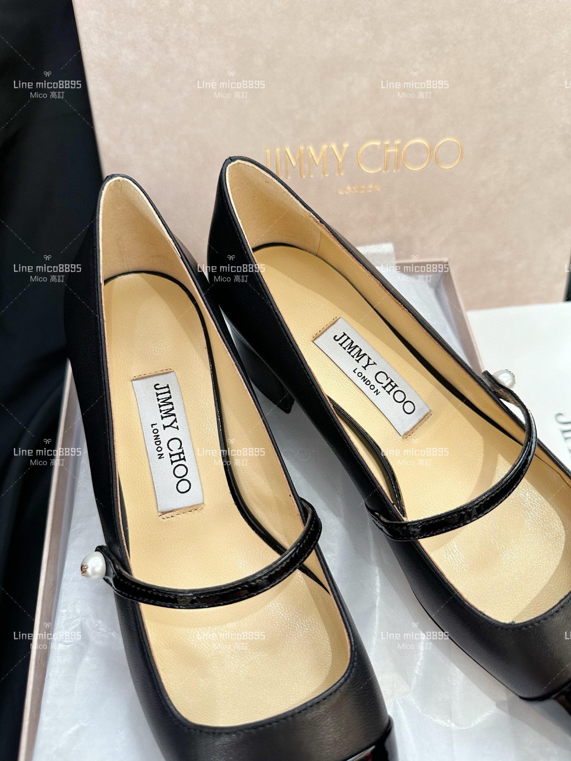 JIMMY CHOO 漆皮拼皮瑪莉珍跟鞋 娃娃鞋 4..5cm 35-40