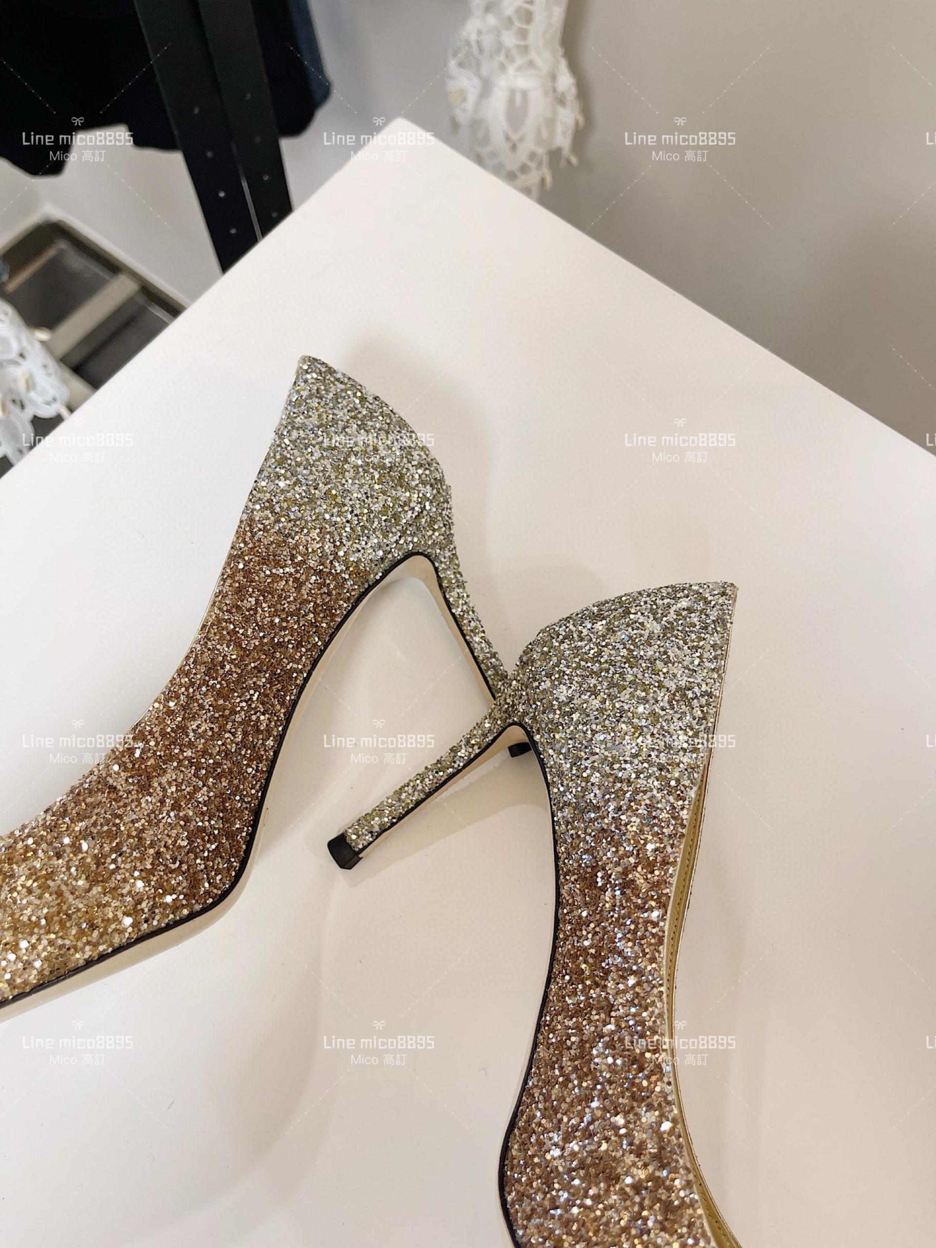 JIMMY CHOO 經典Romy系列 漸變金 亮片高跟鞋 8.5cm 34-40