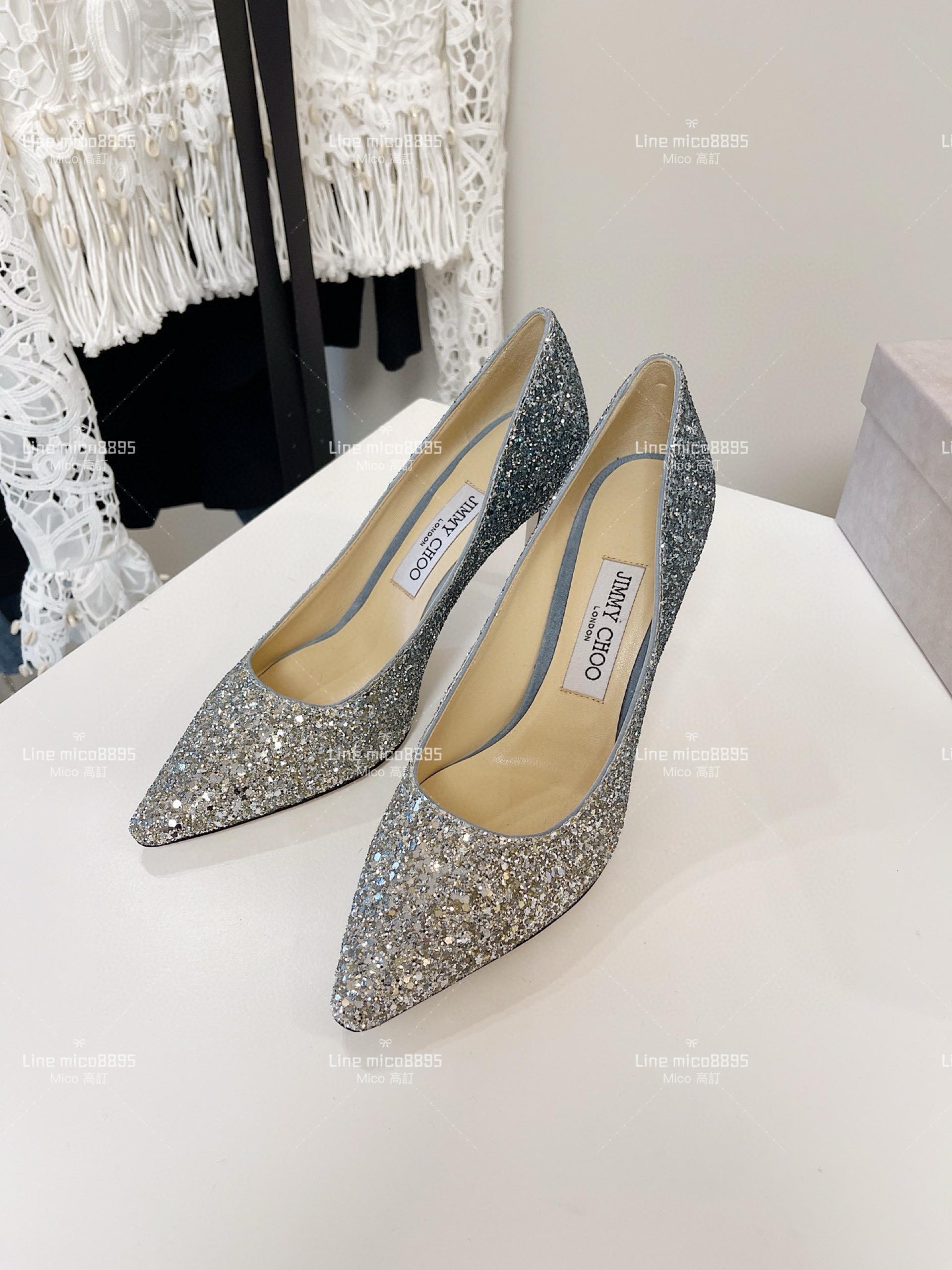 JIMMY CHOO 經典Romy系列 漸變藍 亮片高跟鞋 8.5cm 34-40