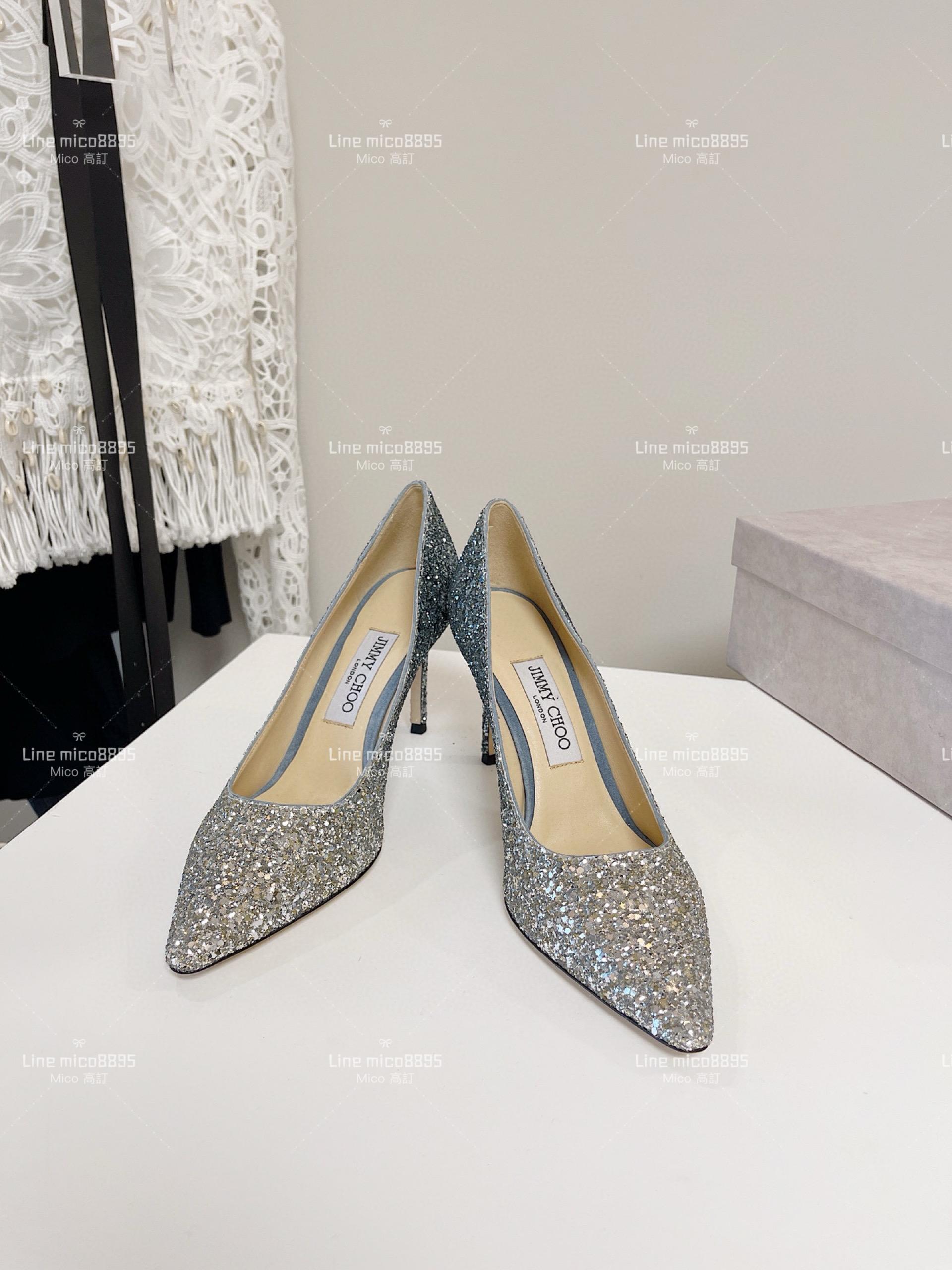 JIMMY CHOO 經典Romy系列 漸變藍 亮片高跟鞋 8.5cm 34-40