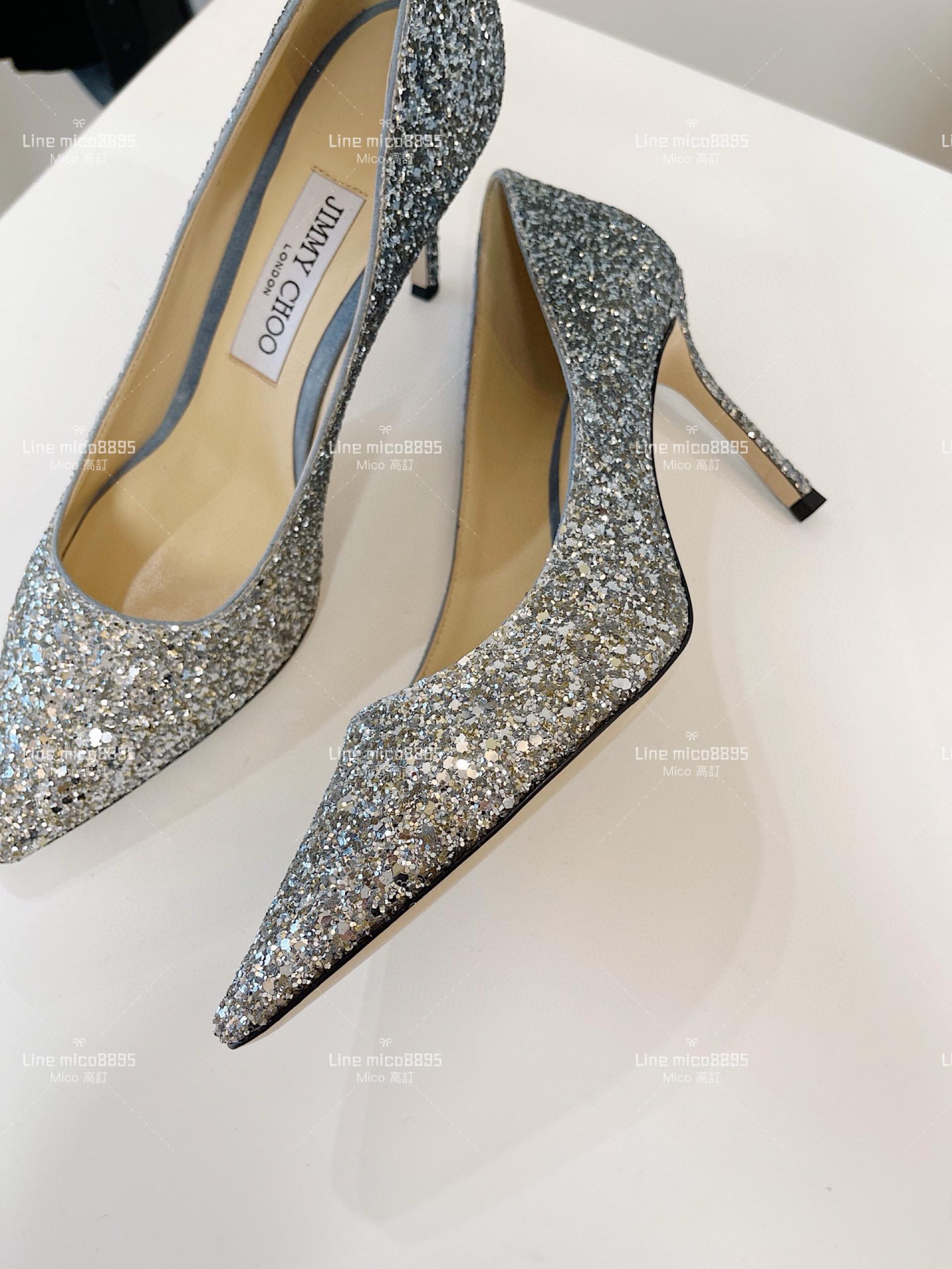 JIMMY CHOO 經典Romy系列 漸變藍 亮片高跟鞋 8.5cm 34-40