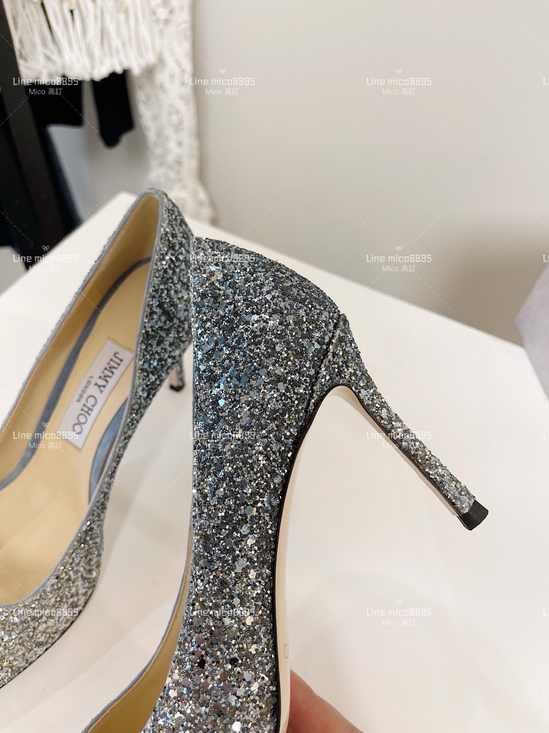 JIMMY CHOO 經典Romy系列 漸變藍 亮片高跟鞋 8.5cm 34-40