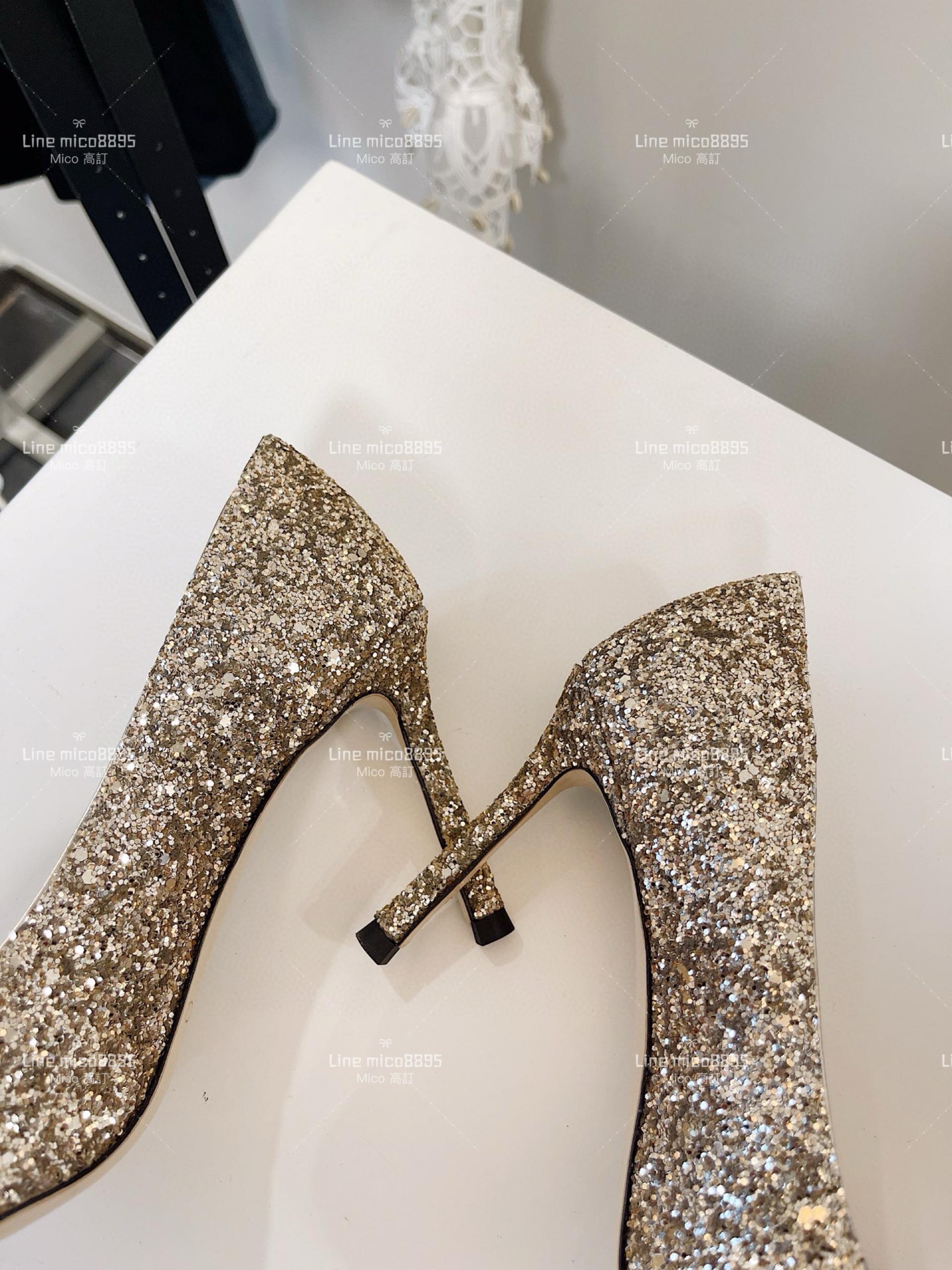 JIMMY CHOO 經典Romy系列 金色亮片高跟鞋 8.5cm 34-40