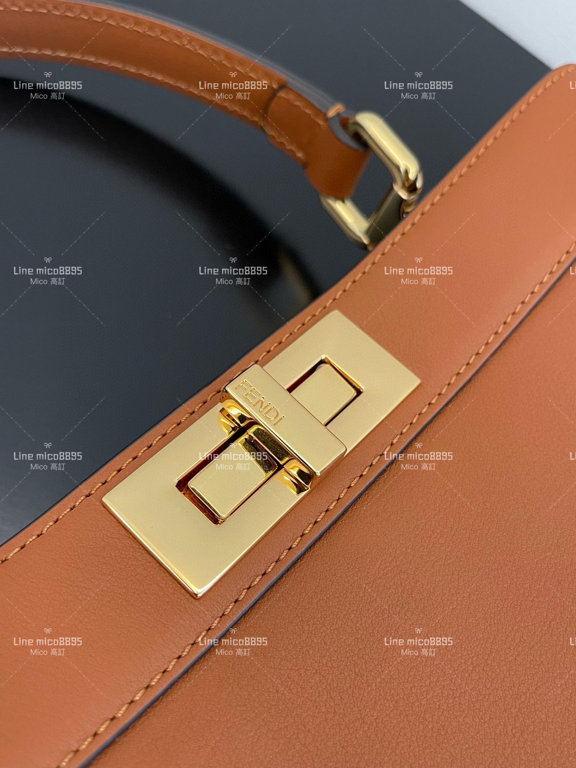 Fendi 芬迪 全新大號 焦糖色 peekaboo 風琴包/梯形包 33cm