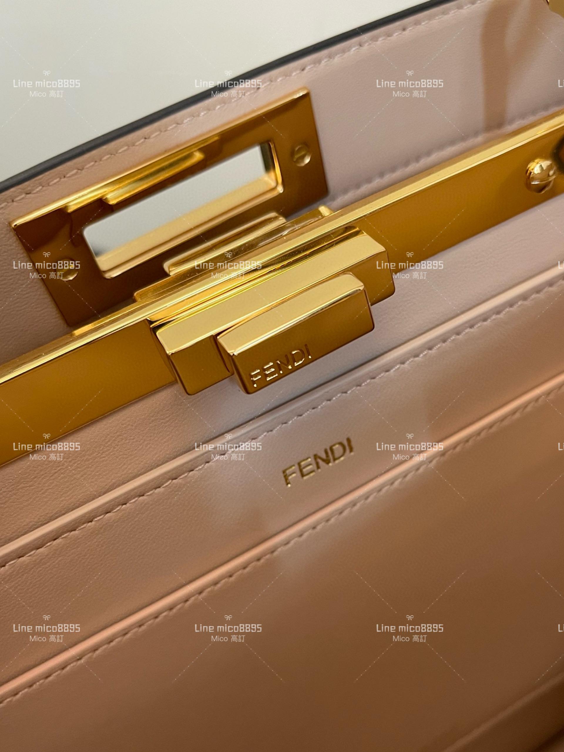 Fendi 芬迪 全新大號 焦糖色 peekaboo 風琴包/梯形包 33cm