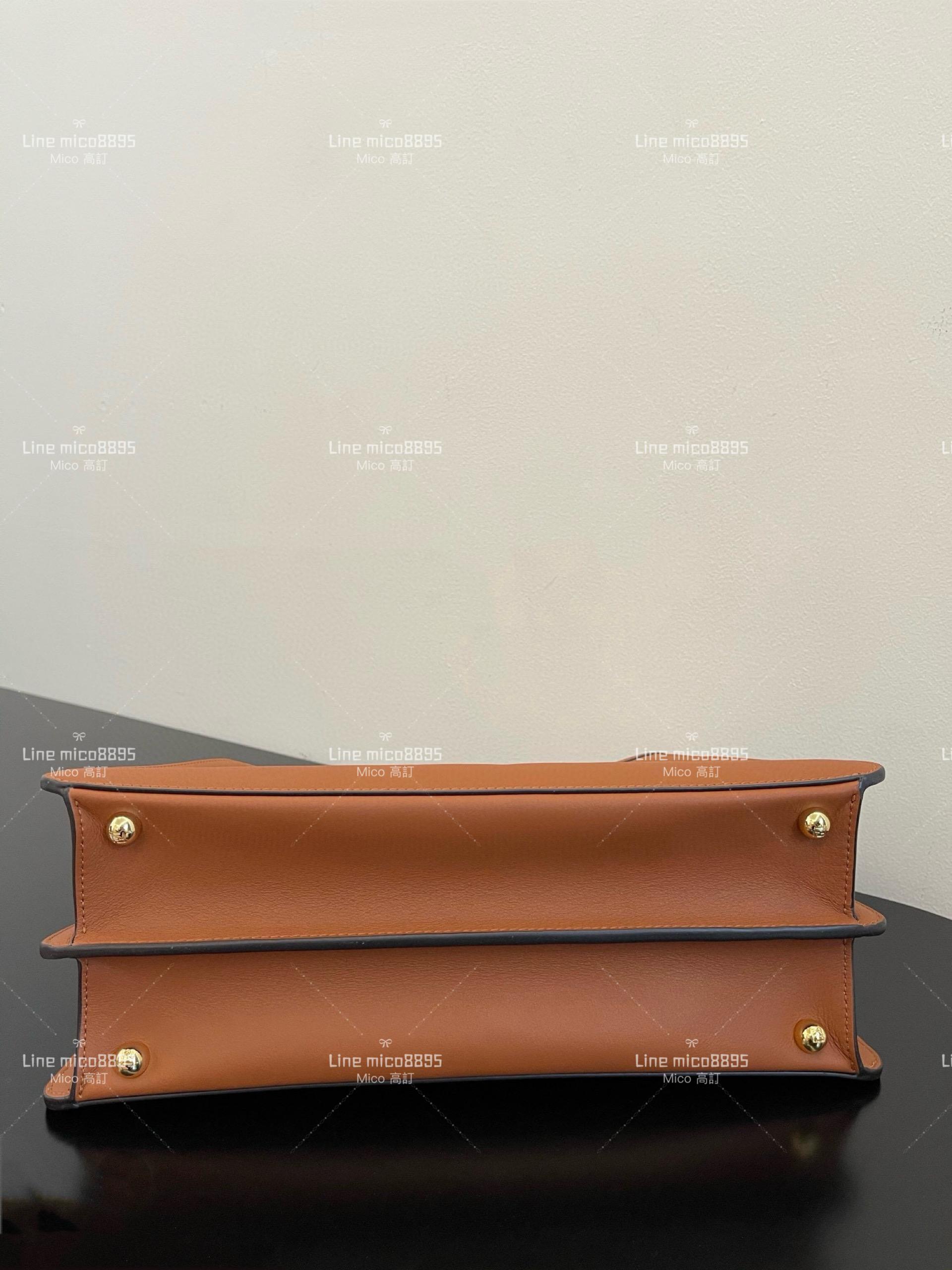 Fendi 芬迪 全新大號 焦糖色 peekaboo 風琴包/梯形包 33cm