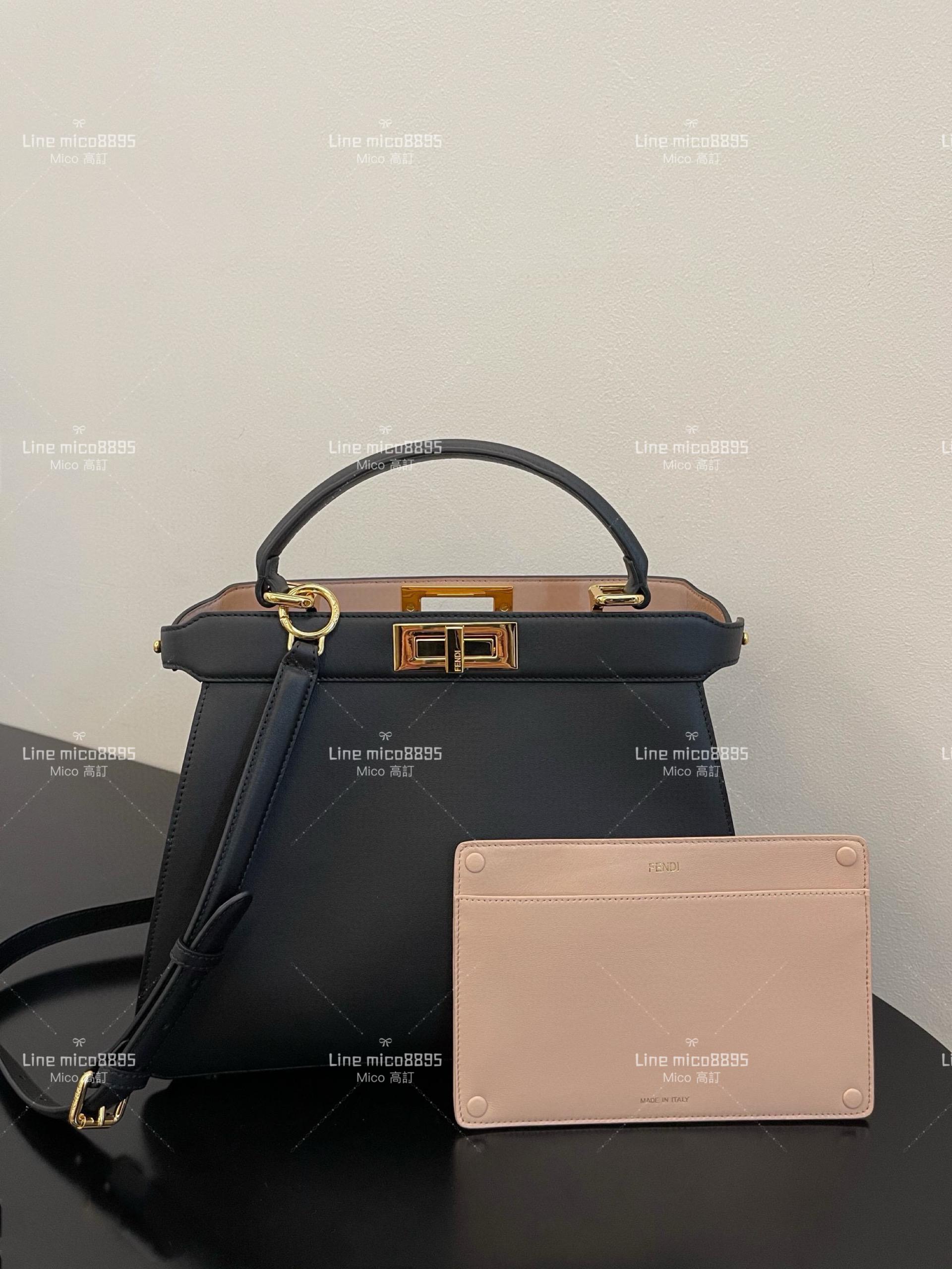 Fendi 芬迪 全新大號 黑色 peekaboo 風琴包/梯形包 33cm