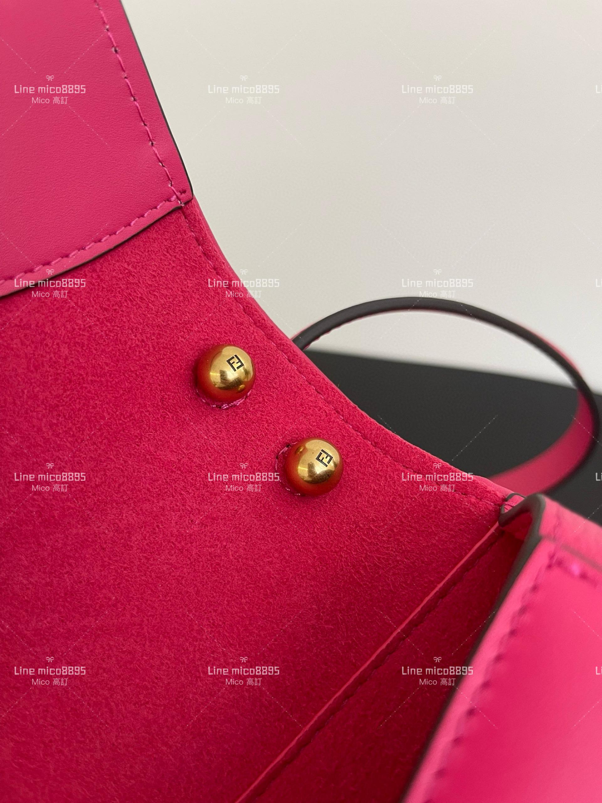 Fendi 中號/玫紅色 C'mon復古馬鞍包 Cmon馬提包 肩帶可以斜背、手挎、腋下 25cm