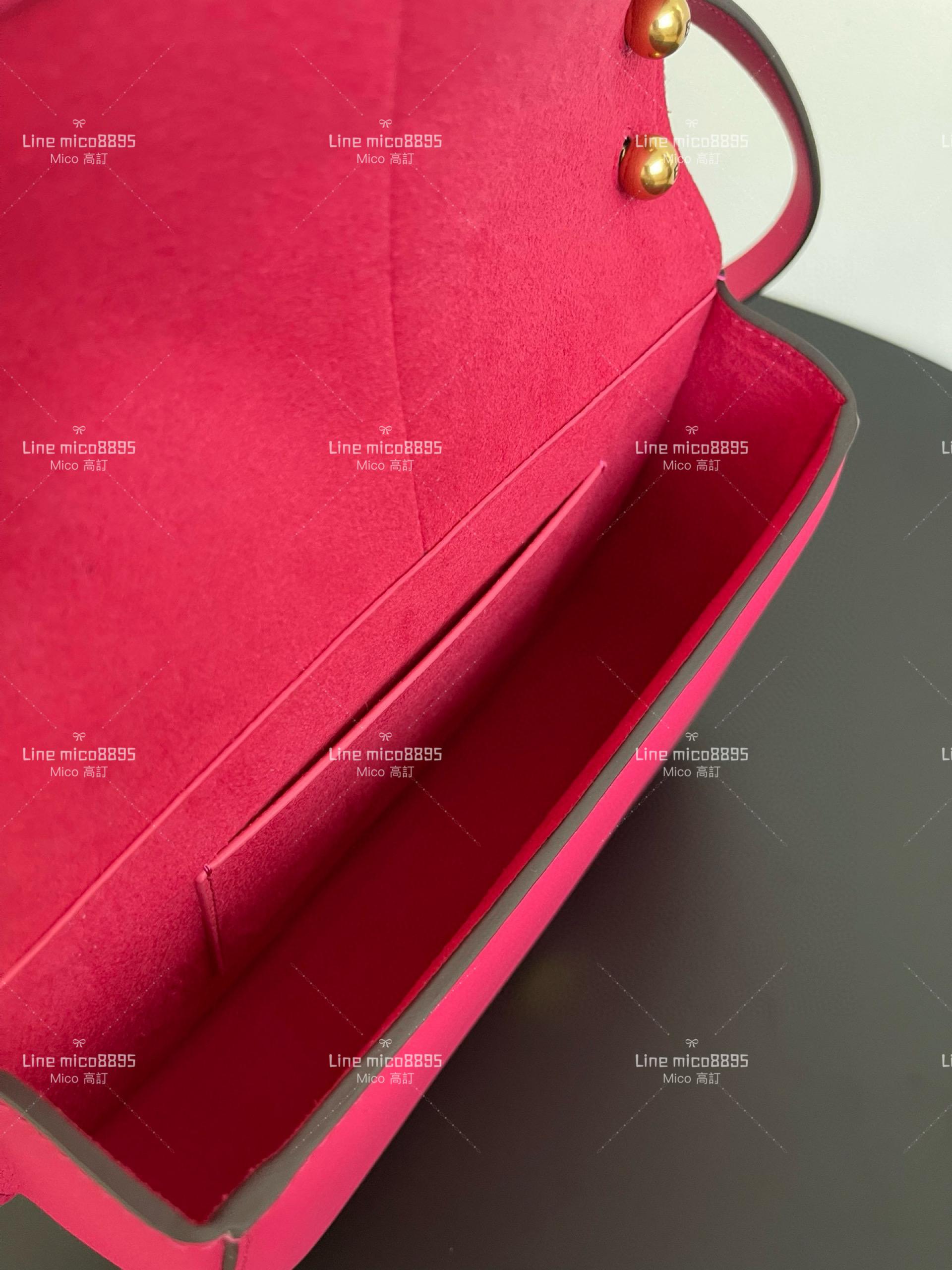 Fendi 中號/玫紅色 C'mon復古馬鞍包 Cmon馬提包 肩帶可以斜背、手挎、腋下 25cm