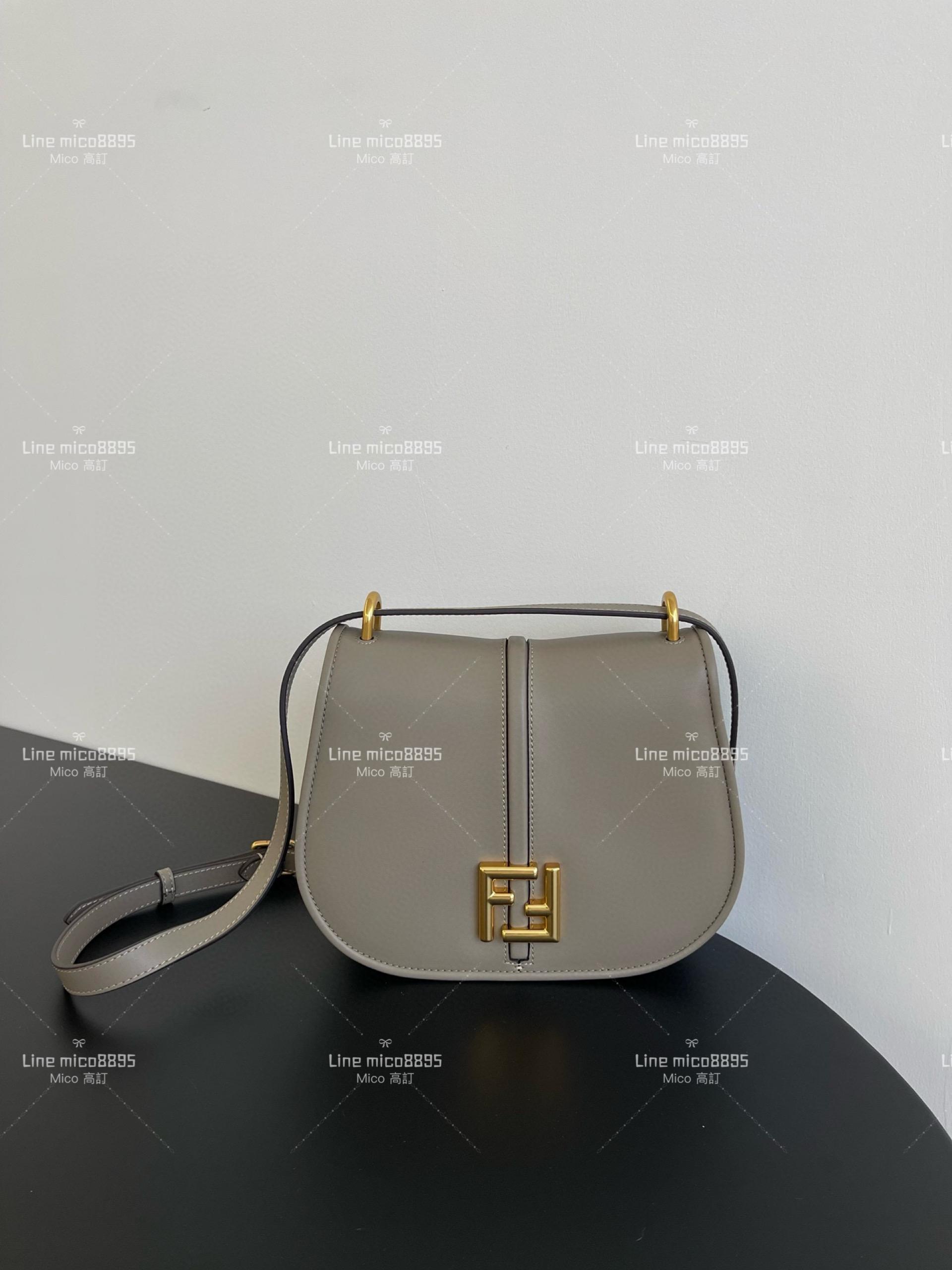 Fendi 中號/斑鳩灰 C'mon復古馬鞍包 Cmon馬提包 肩帶可以斜背、手挎、腋下 25cm