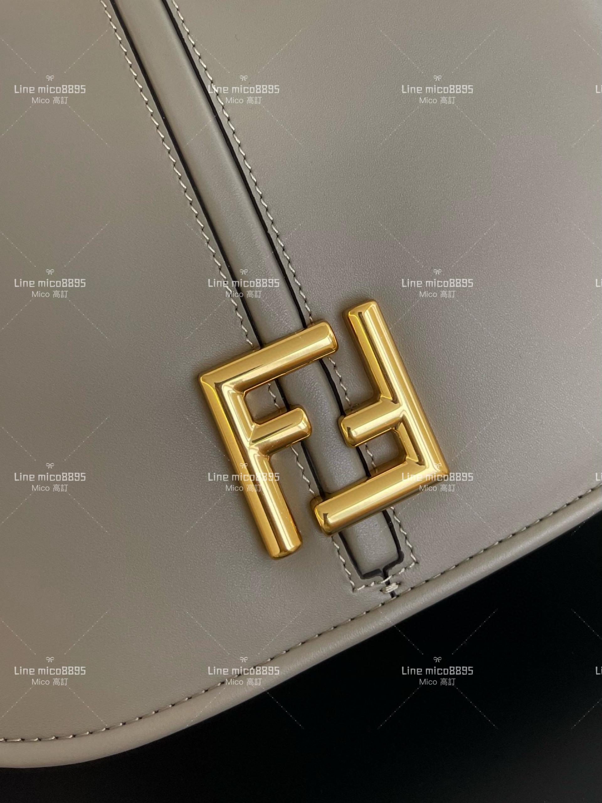 Fendi 中號/斑鳩灰 C'mon復古馬鞍包 Cmon馬提包 肩帶可以斜背、手挎、腋下 25cm