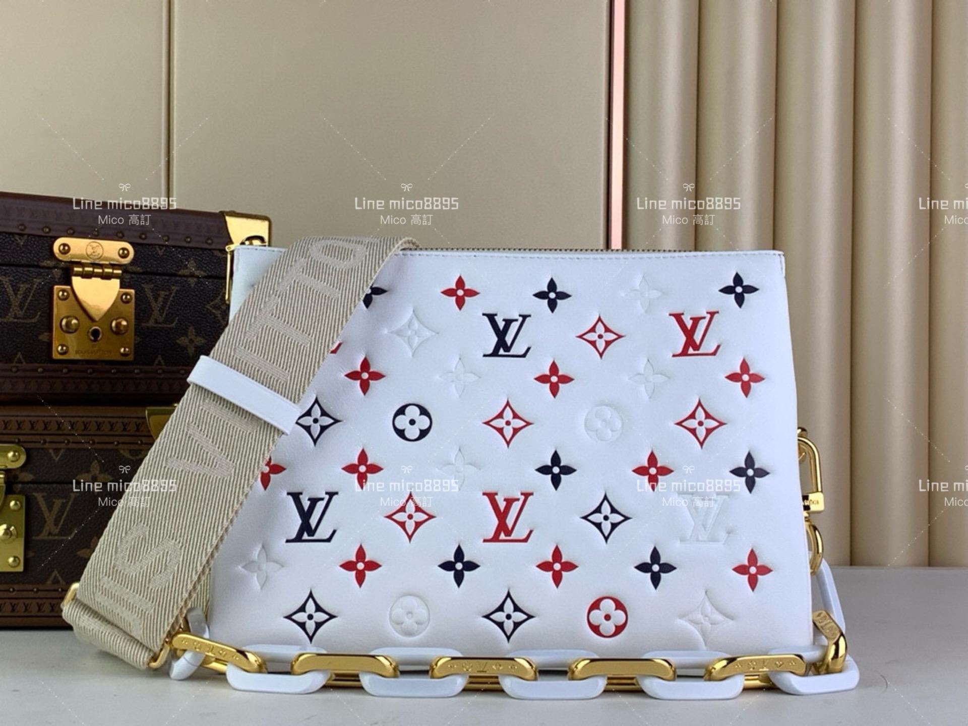 LV COUSSIN 小號手袋 白色羊皮風琴包 26cm