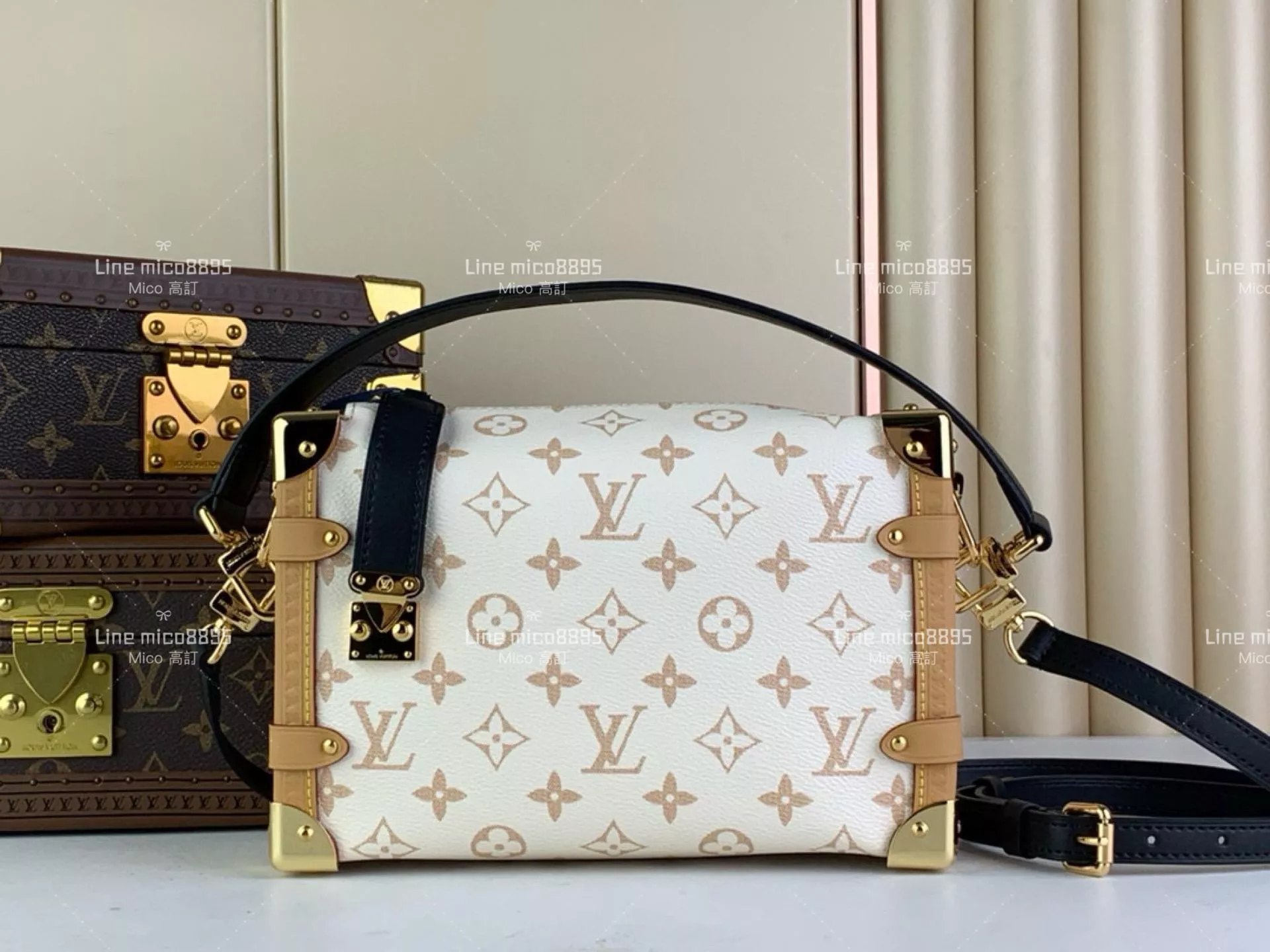 LV SIDE TRUNK 手袋 盒子包 軟盒子 白花 21cm