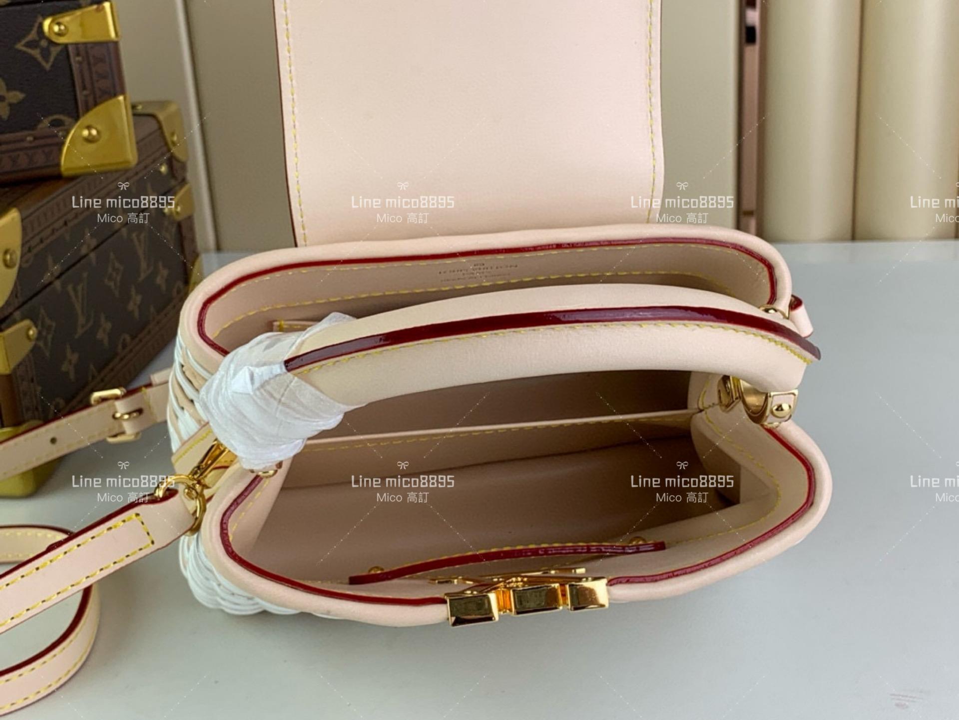 LV Heavenly Capucines mini 手袋 情人節系列 粉拼白（編織）21cm