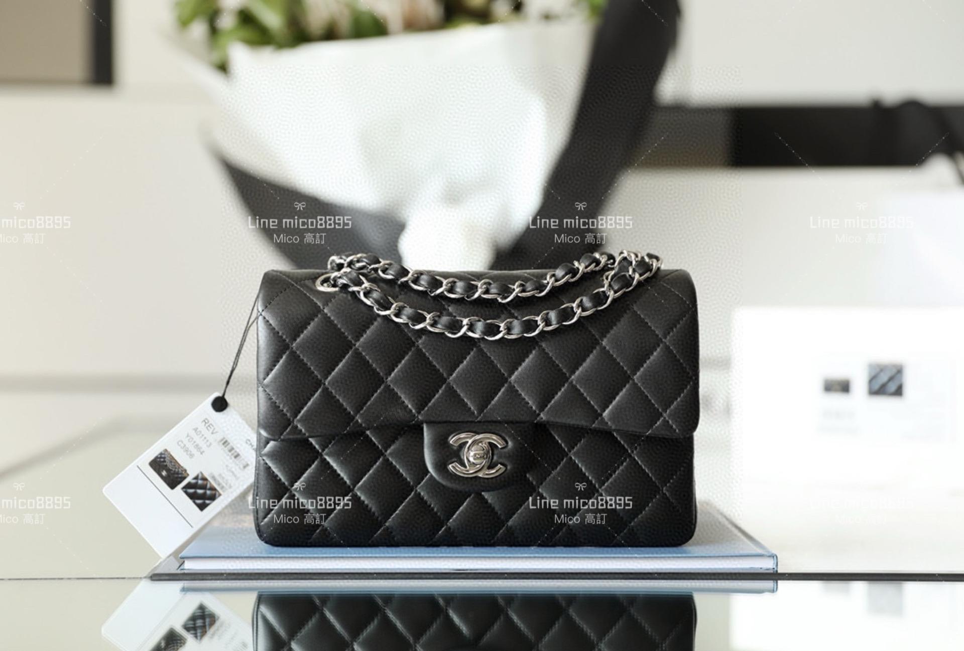 CHANEL Classic Flip Small CF 黑色/羊皮/銀釦 23cm