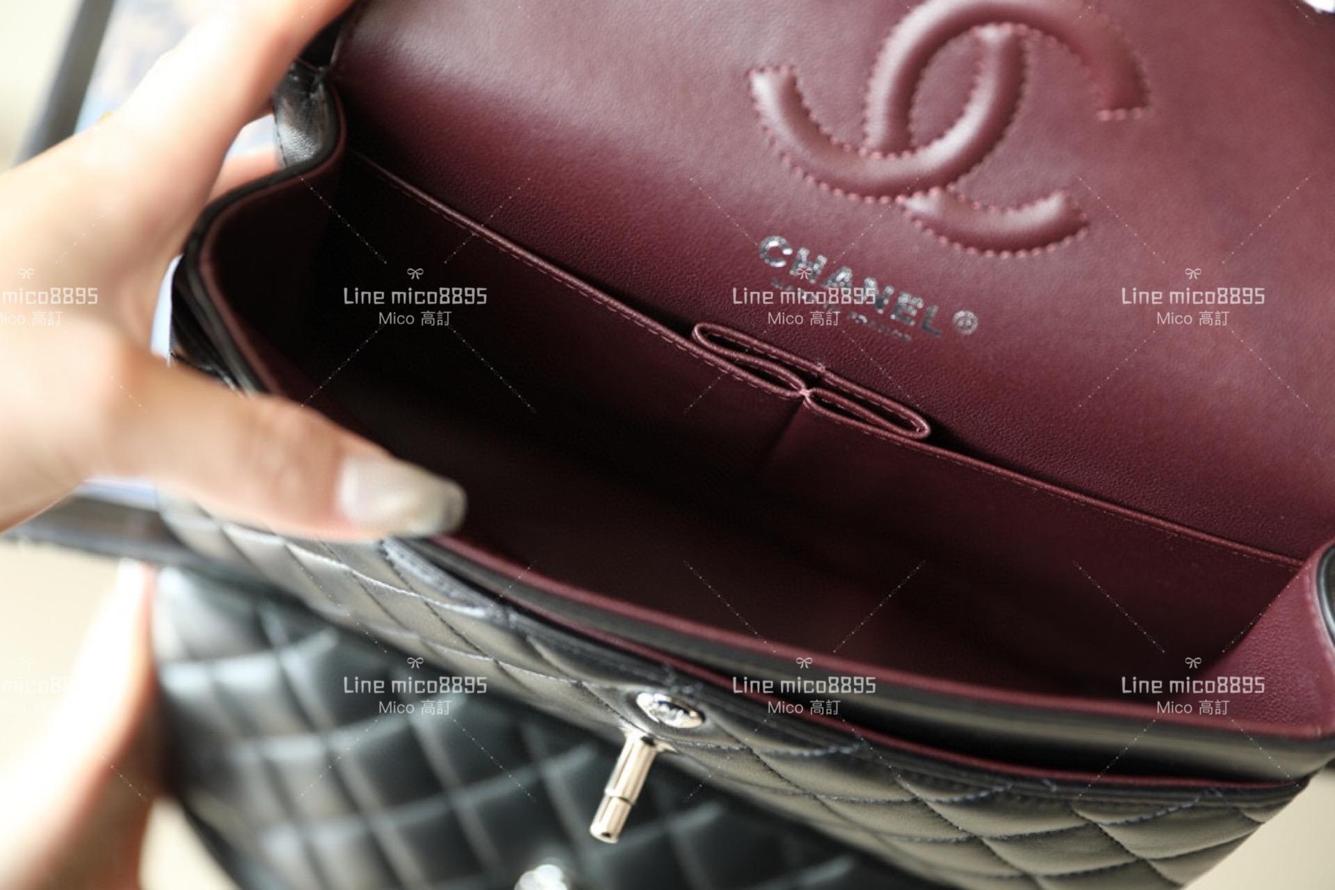 CHANEL Classic Flip Small CF 黑色/羊皮/銀釦 23cm