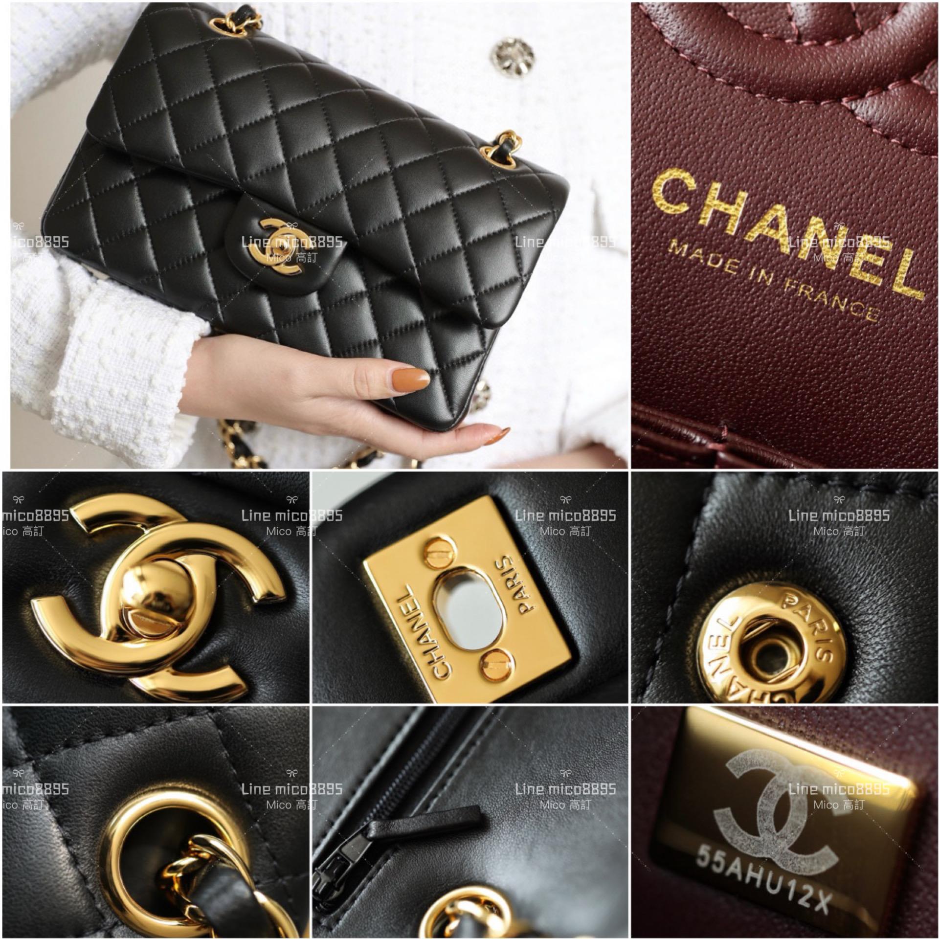 CHANEL Classic Flip Small CF 黑色/羊皮/金釦 23cm