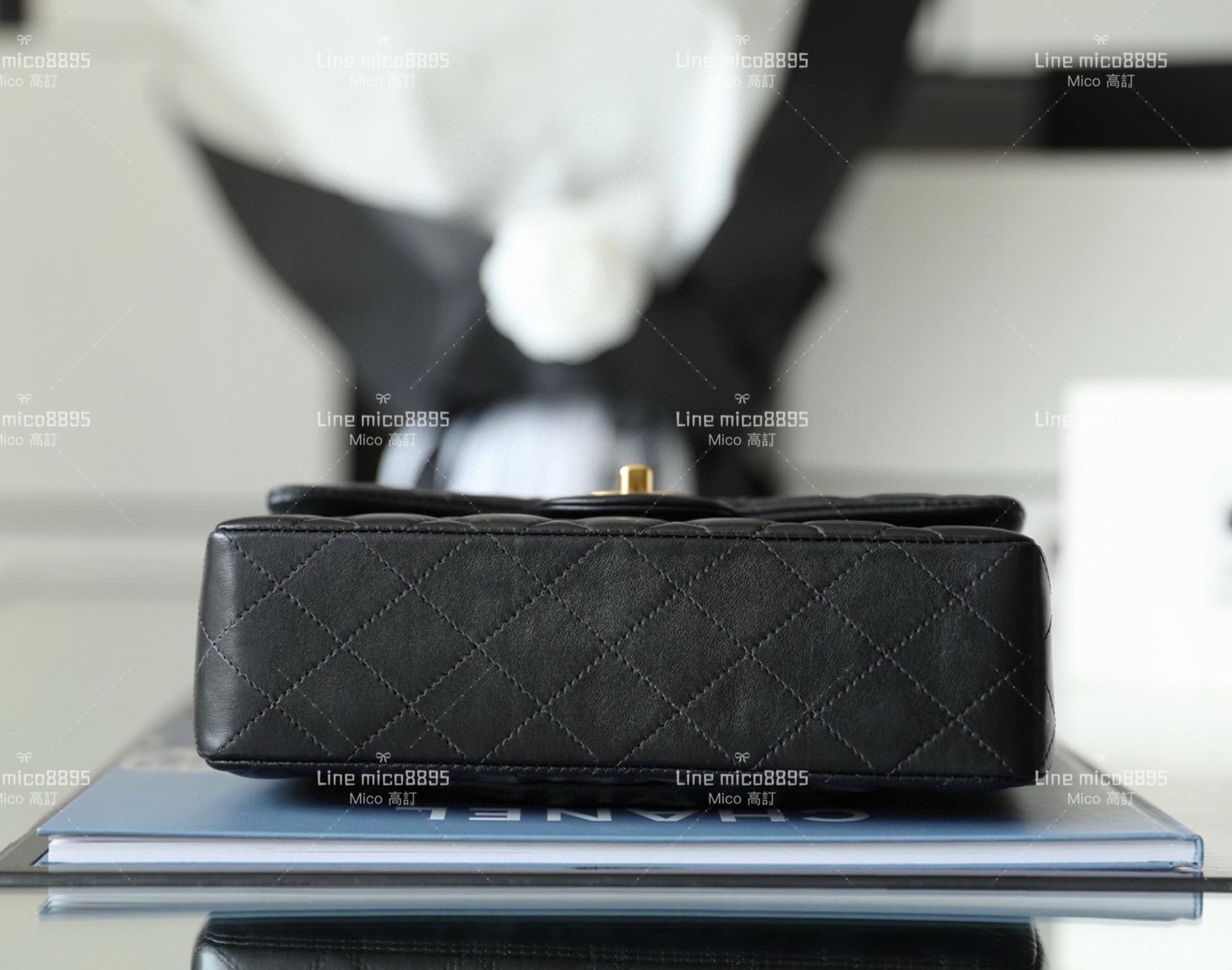 CHANEL Classic Flip Small CF 黑色/羊皮/金釦 23cm