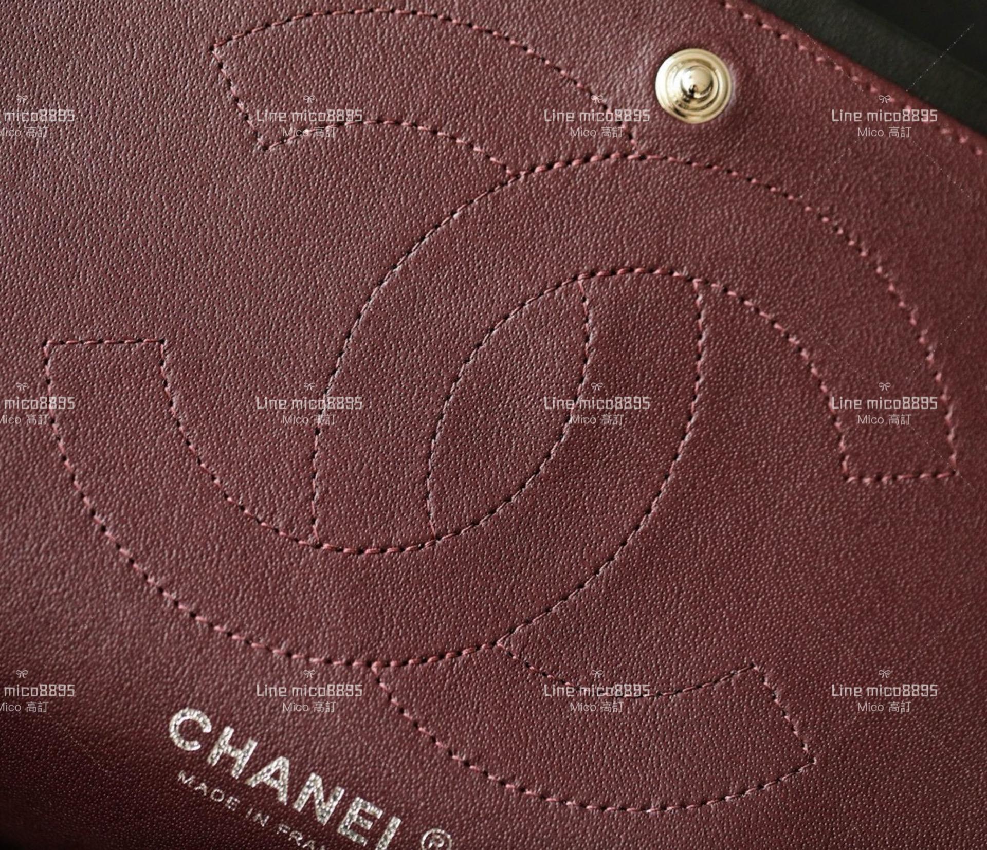 CHANEL Classic Flip CF 大號黑色/羊皮/銀釦 25cm