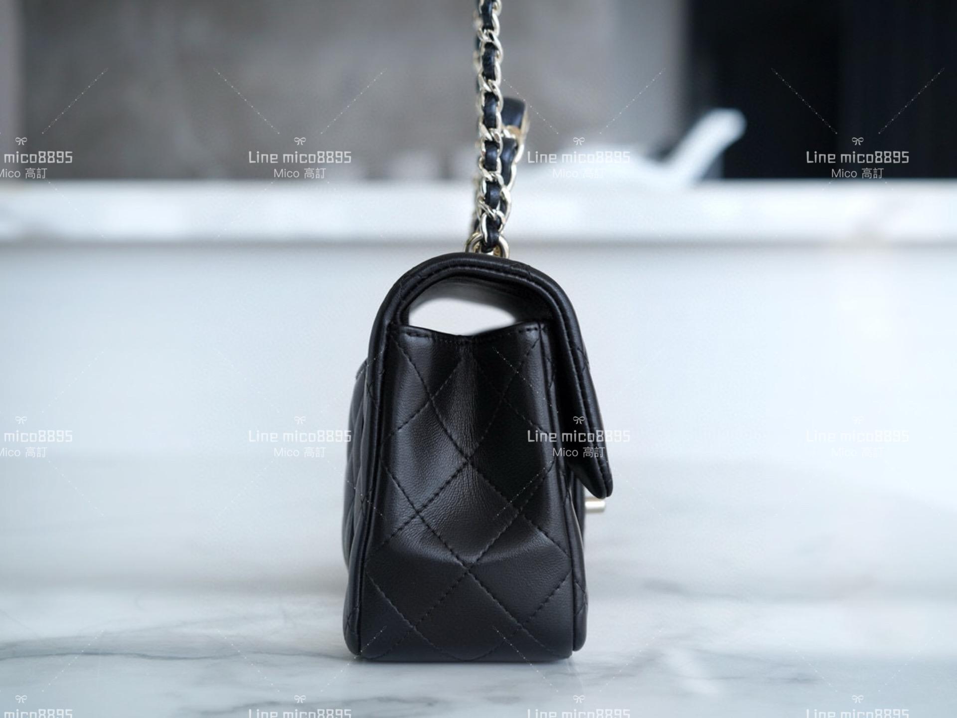 CHANEL 雙C金屬穿皮手柄Handle bag 淡金釦/小羊皮 20cm