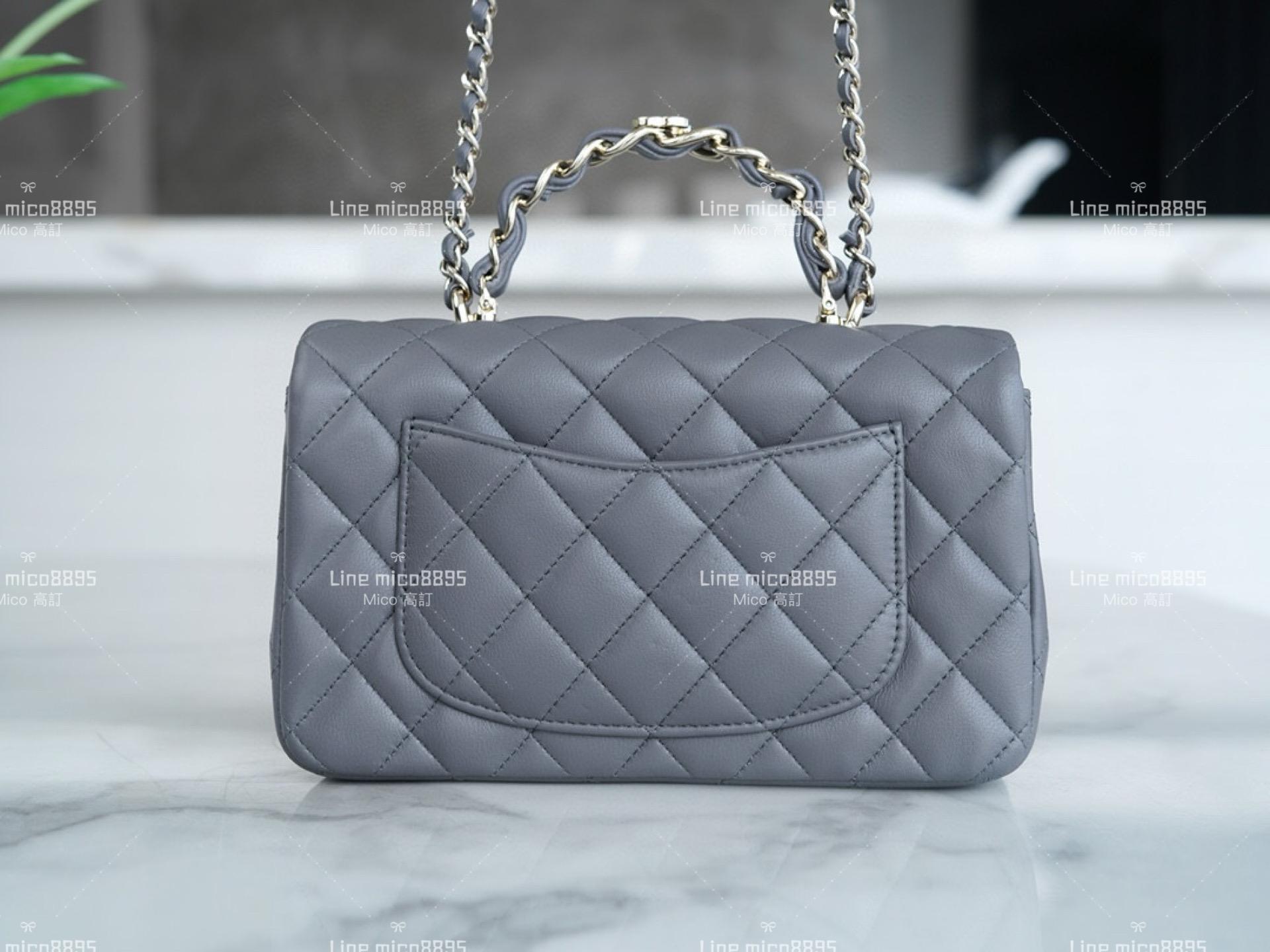 CHANEL 23k 「雙C」手柄CF 深灰色 20cm