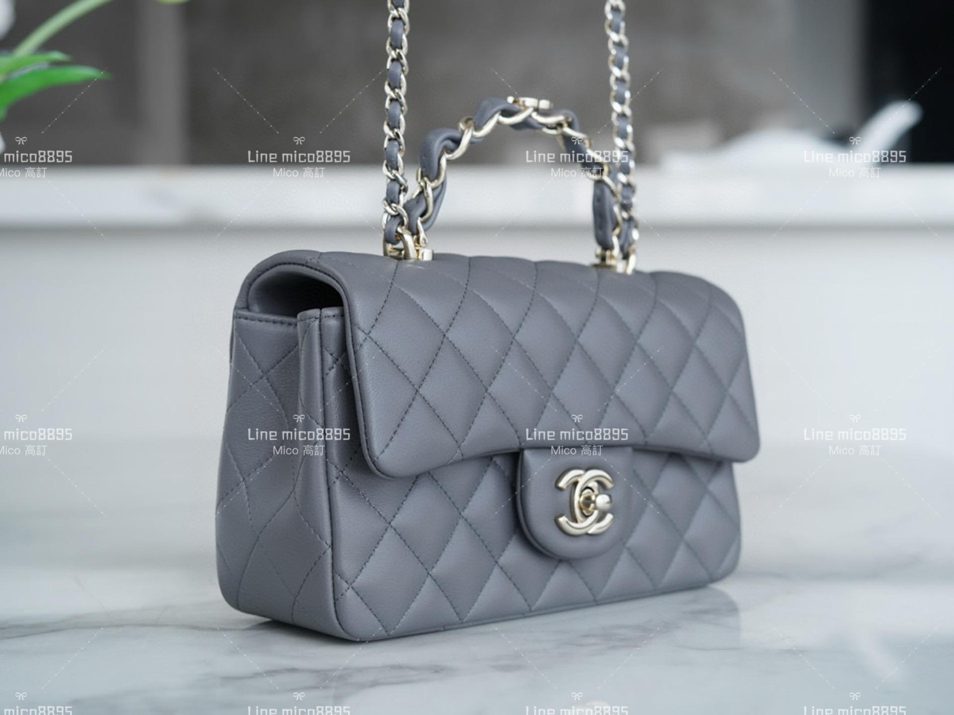 CHANEL 23k 「雙C」手柄CF 深灰色 20cm