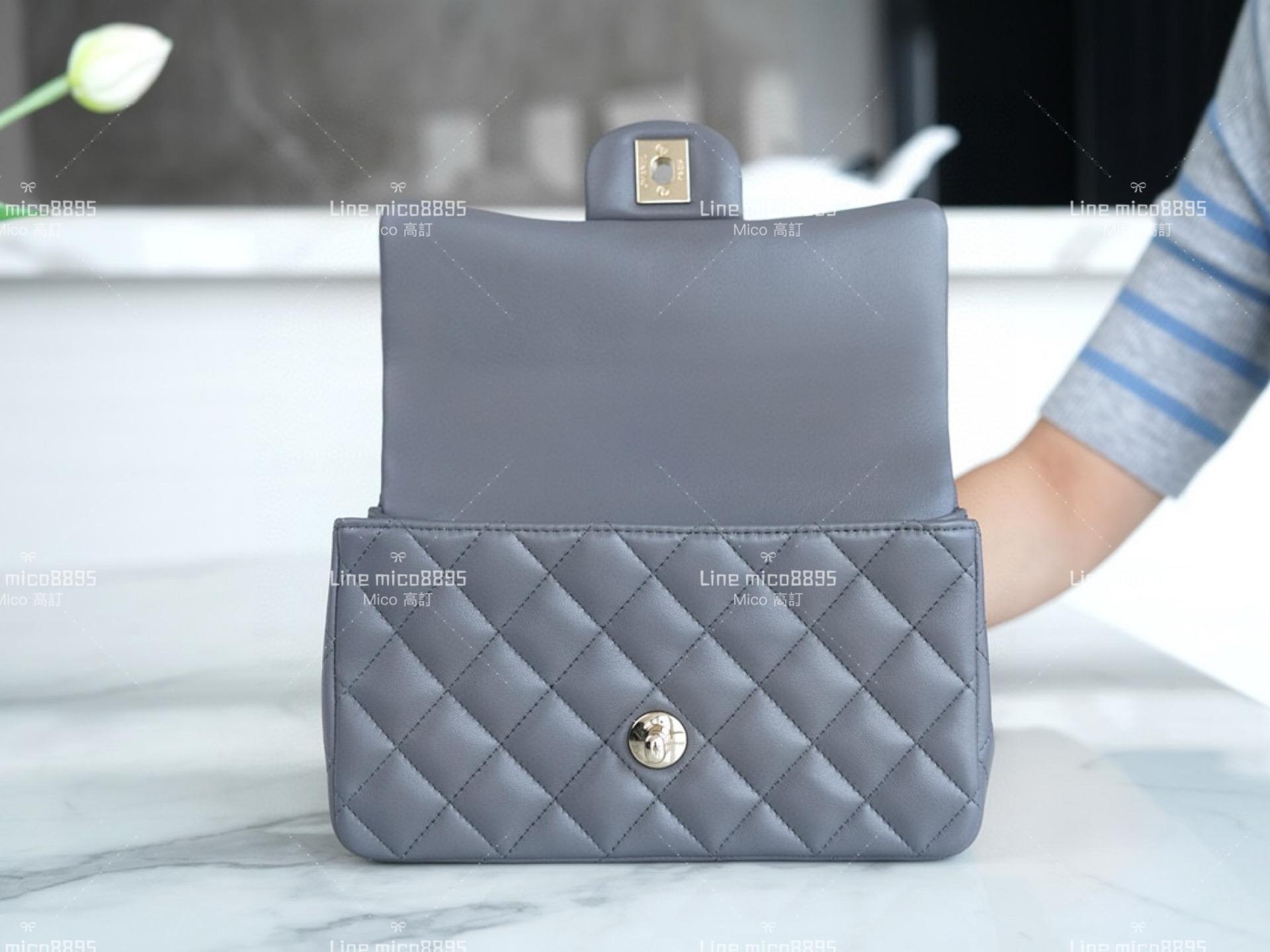 CHANEL 23k 「雙C」手柄CF 深灰色 20cm