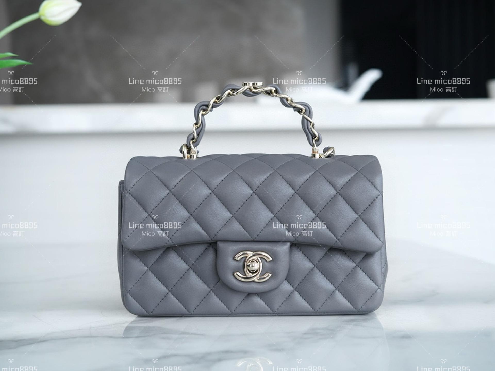 CHANEL 23k 「雙C」手柄CF 深灰色 20cm