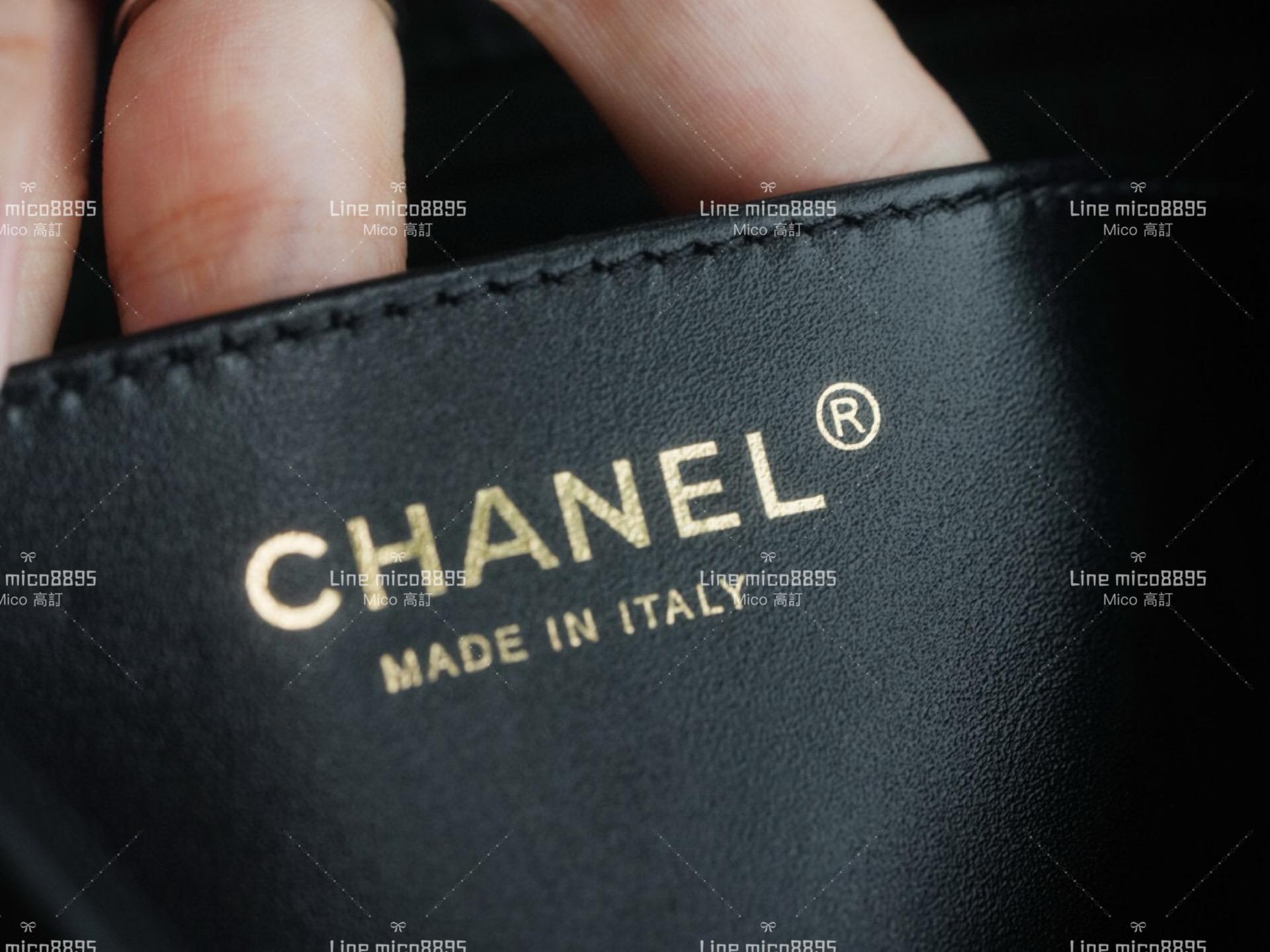 CHANEL 19系列 穿皮肩帶 褶皺小牛皮口蓋包 黑色 20.5cm