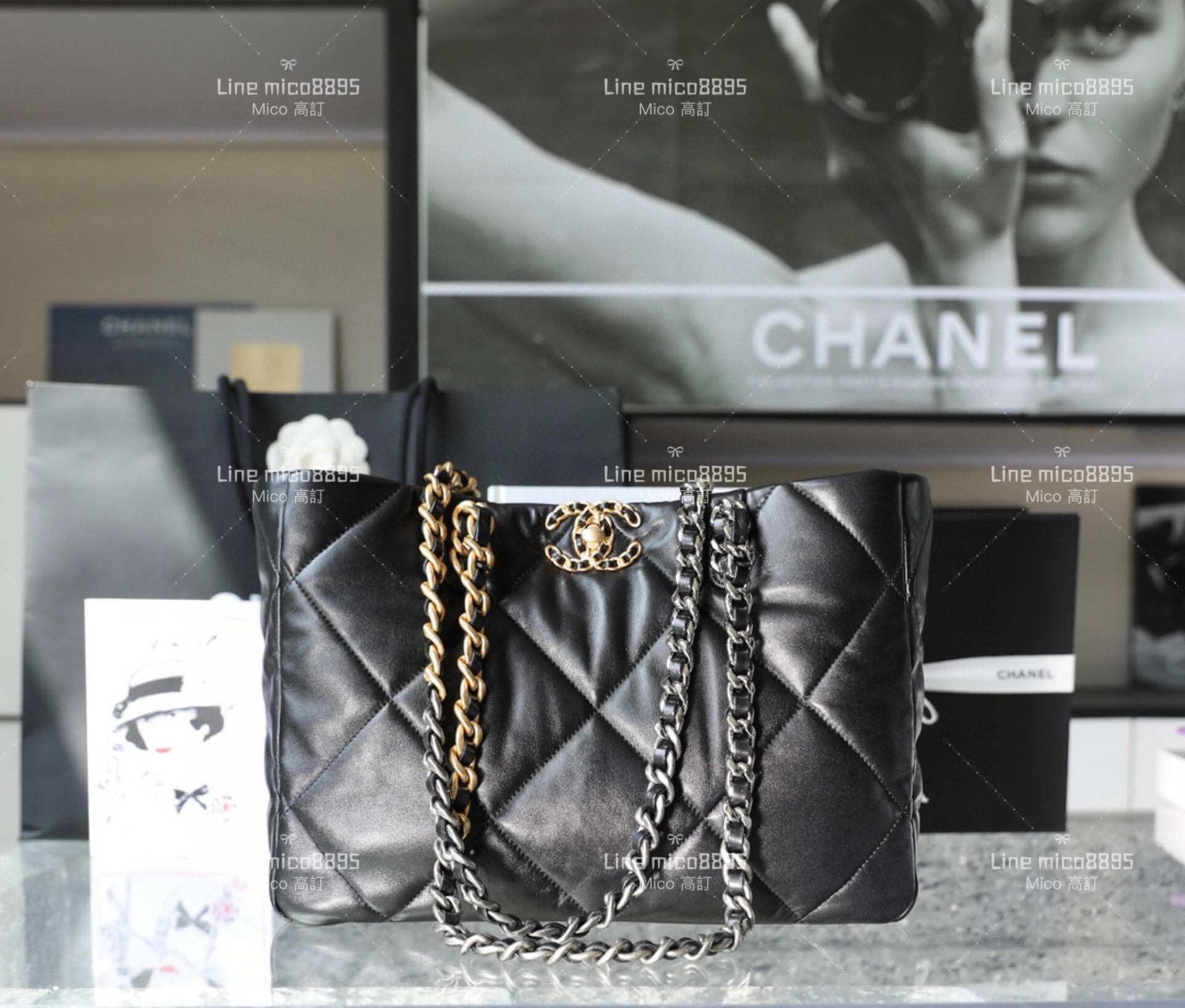 CHANEL 19系列 橫款19Bag Tote托特包 小羊皮 41cm