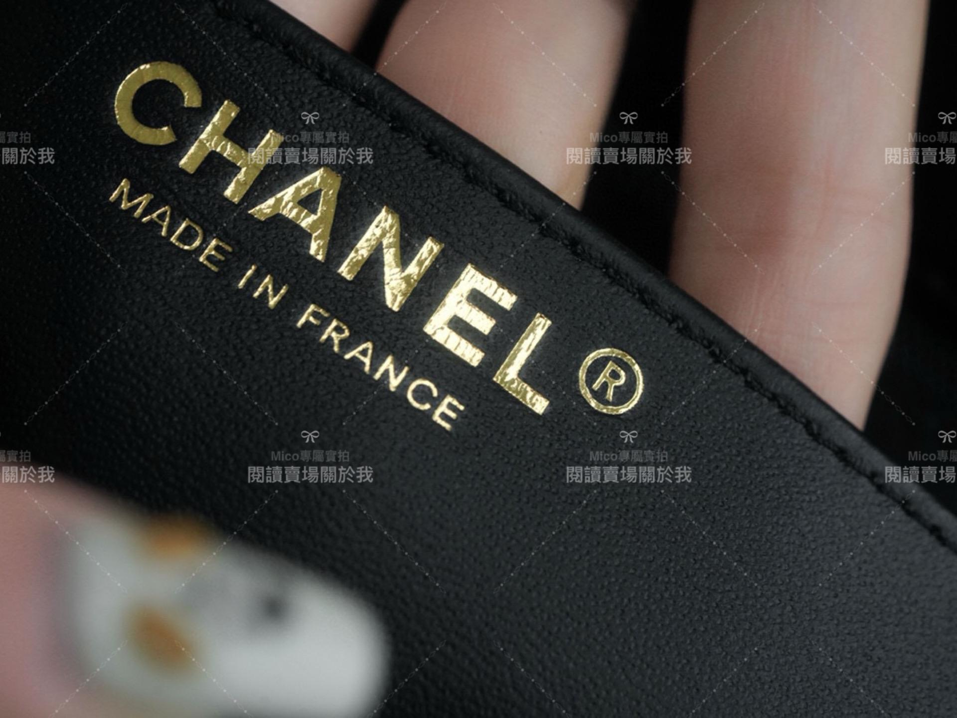 CHANEL 23p 手柄款cf mini 黑色羊皮 20cm