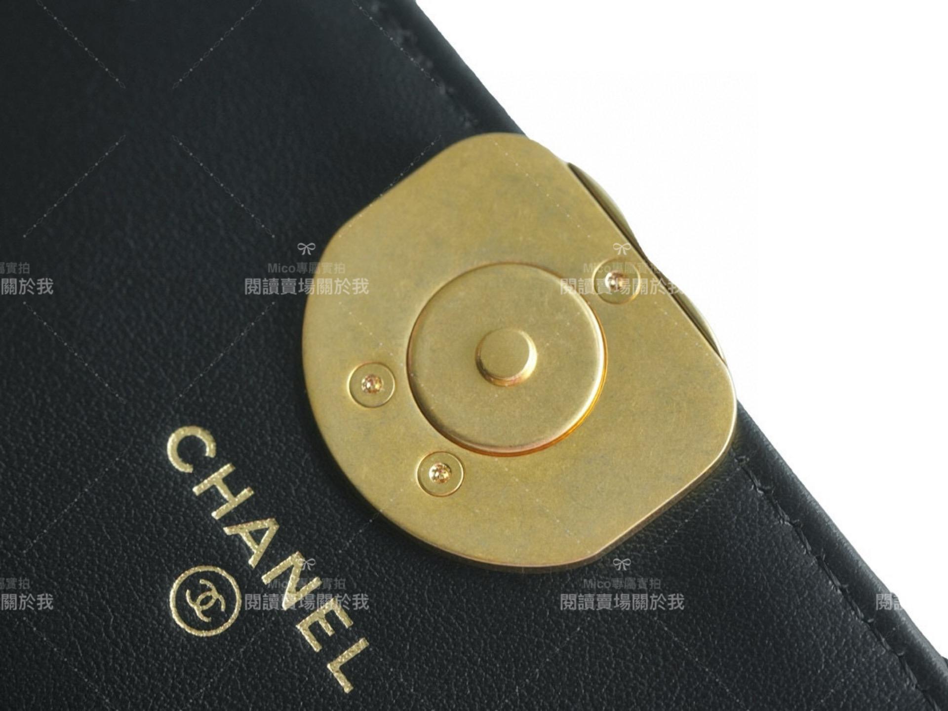 CHANEL 23k 秋冬19系列 寬肩帶法棍包 手機包 黑色 17.5cm