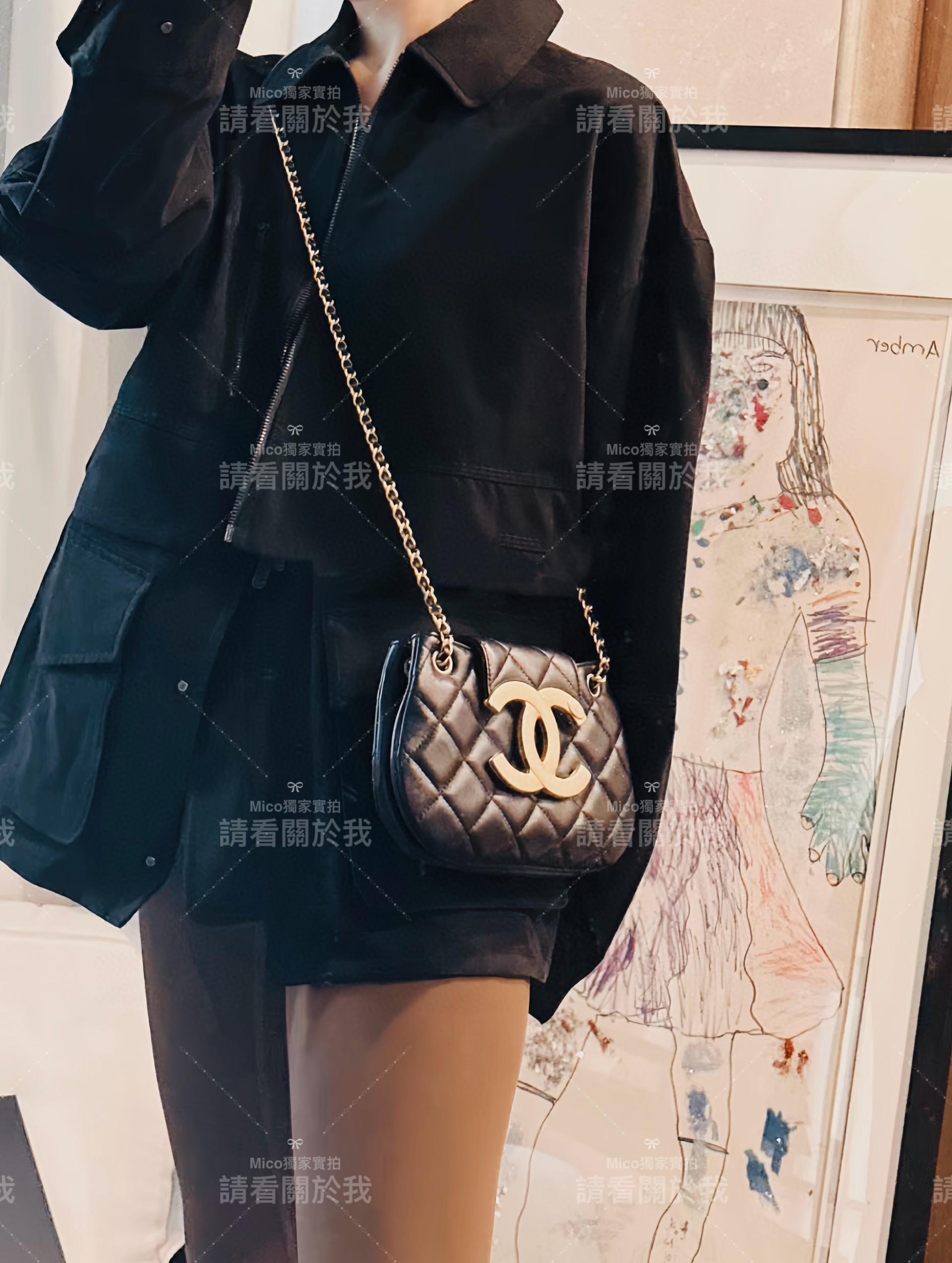 CHANEL 𝟮𝟰𝗖早春🍃 大𝗹𝗼𝗴𝗼圓挎包 黑色🖤小號