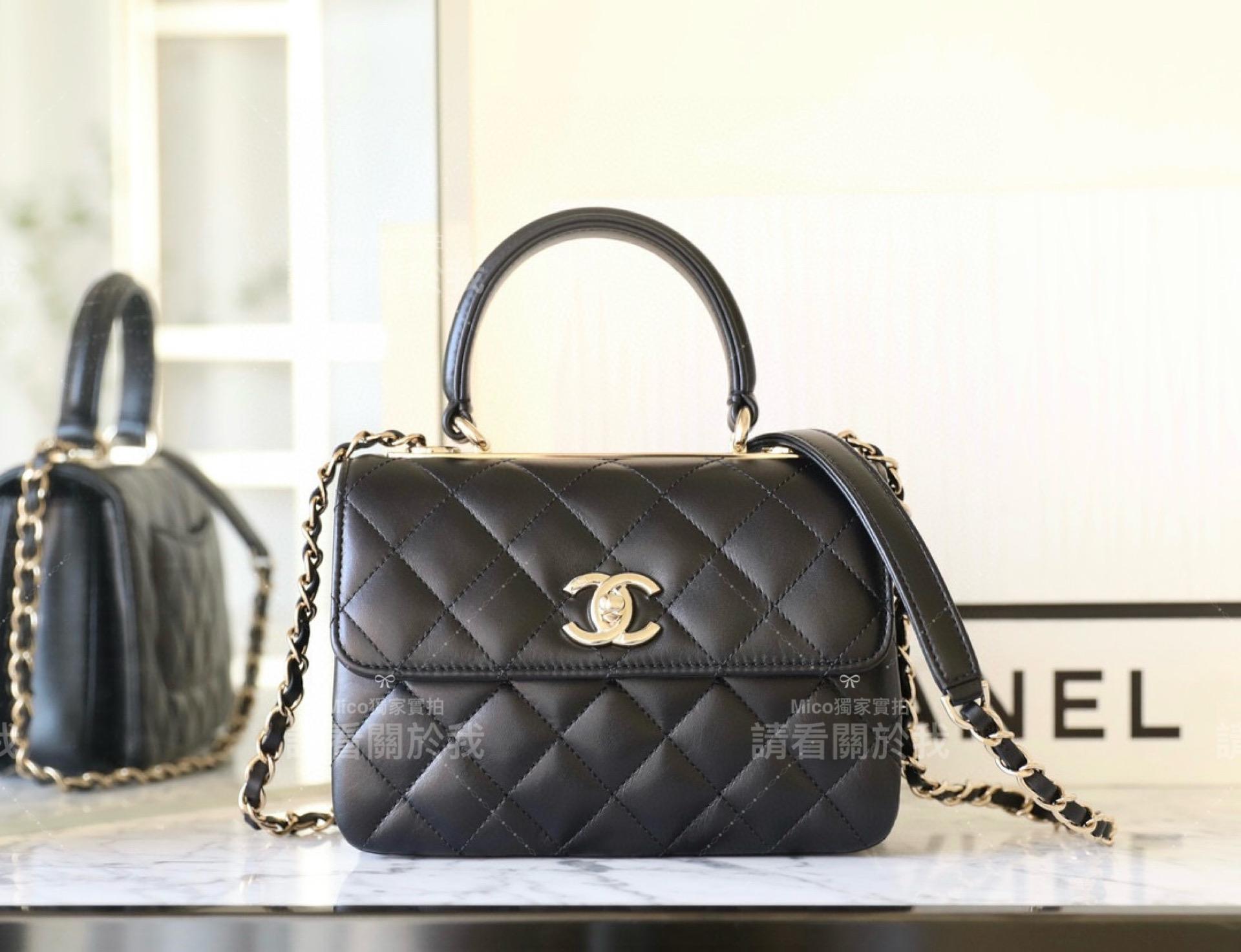 CHanel 24早春Trendy CC 小號黑色♥手提包 小羊皮 20cm