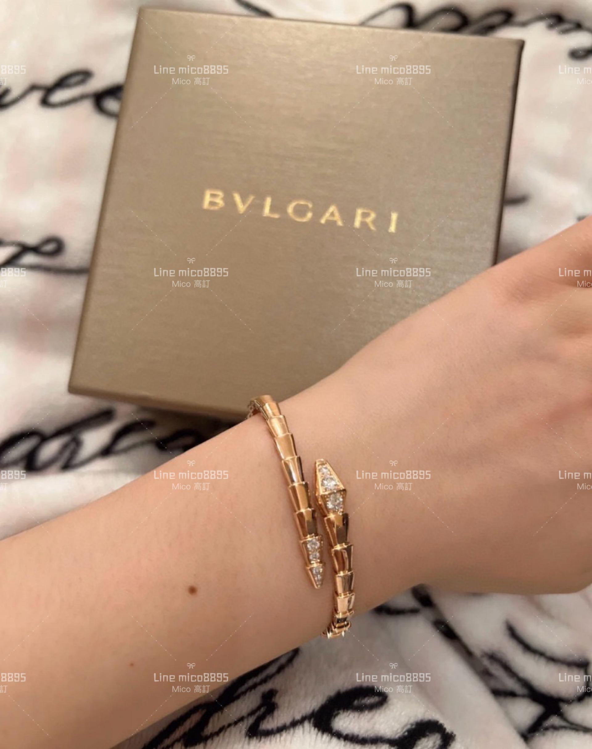 BVLGARI 寶格麗 頭尾鑲鑽款 蛇形手鐲/手環 玫瑰金色/銀色（兩色）下單備註顏色